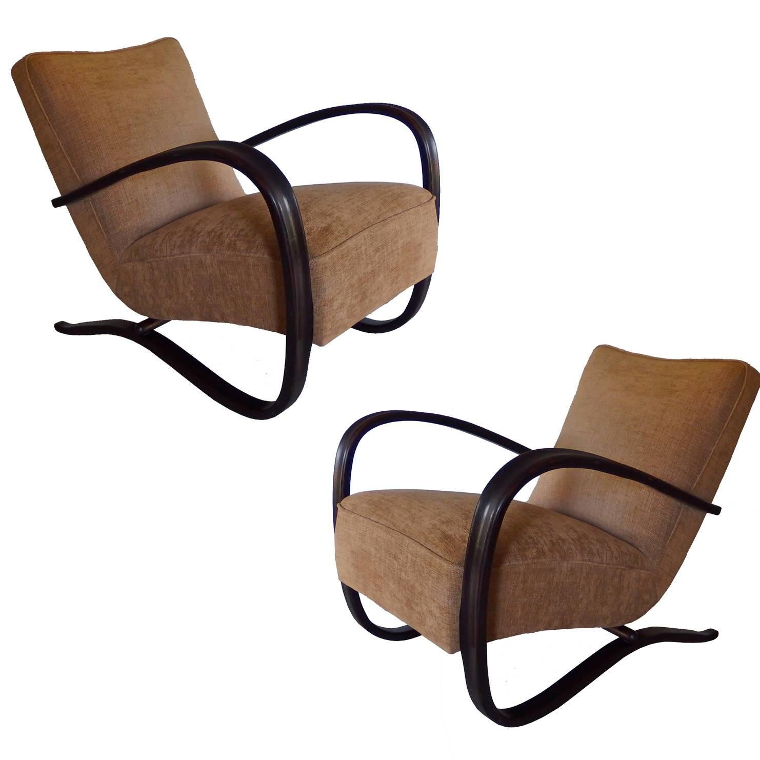 Jindrich Halabala Lounge Chairs For Sale