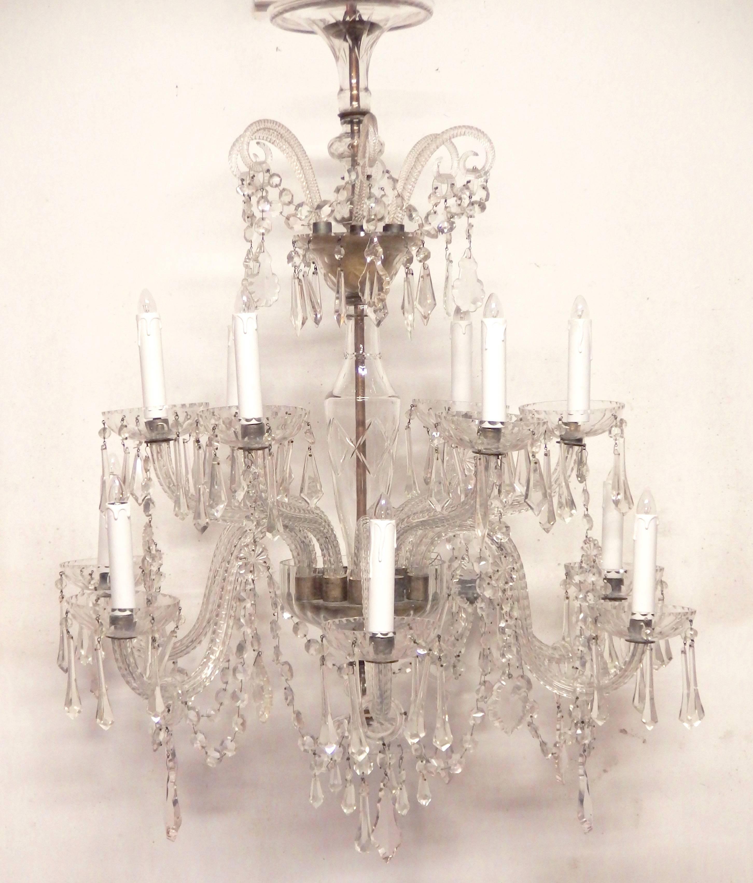 Spanish Cut Glass Chandelier For Sale 1