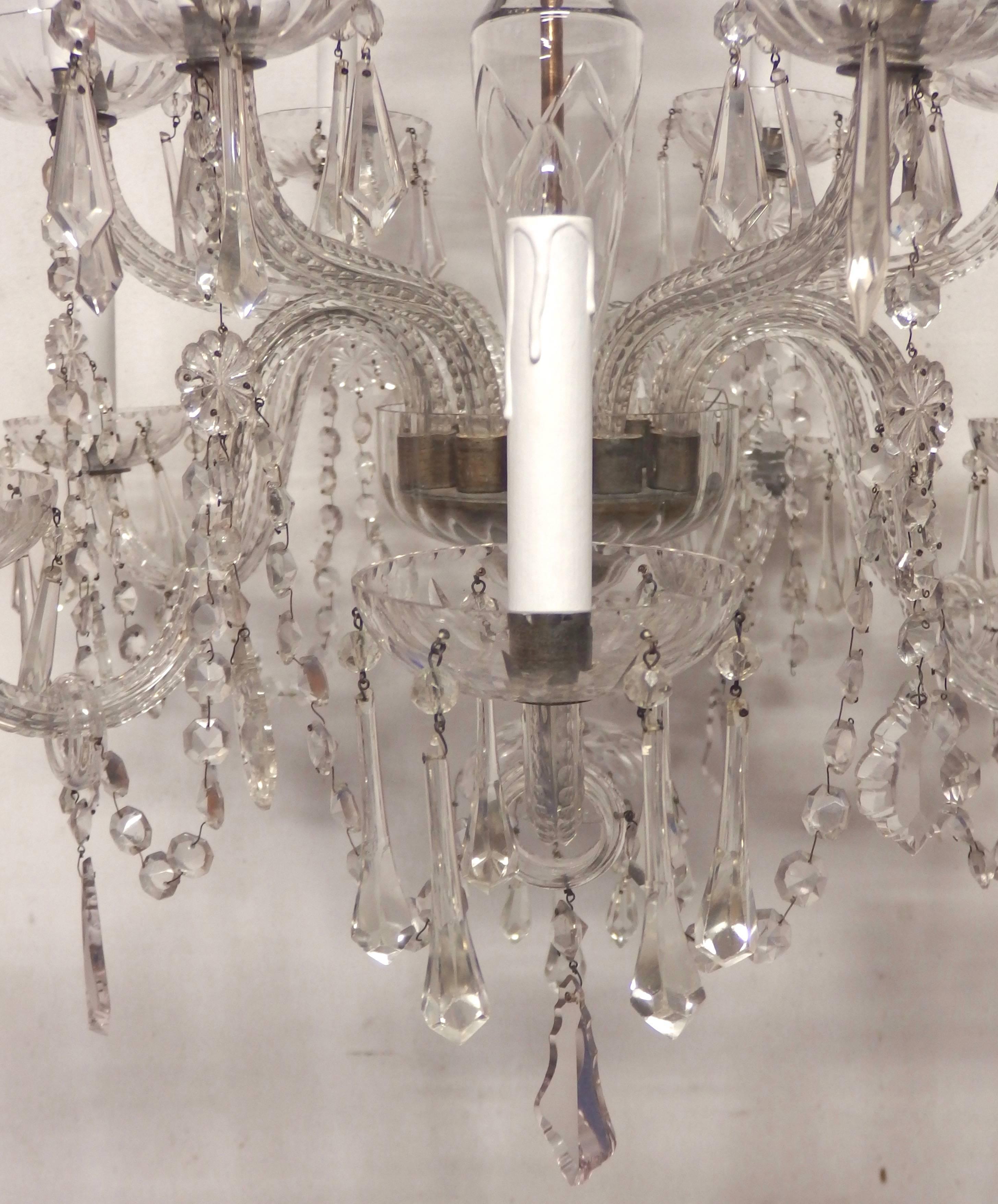 Mid-20th Century Spanish Cut Glass Chandelier For Sale