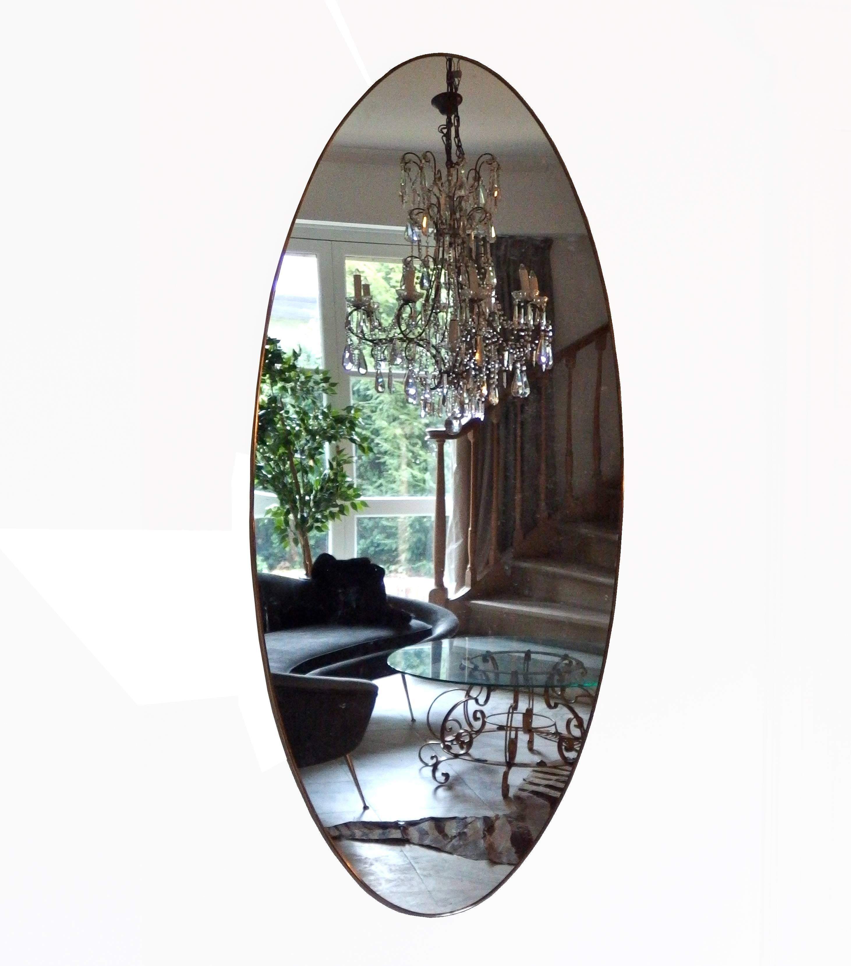 Large Pair Italian Oval Mirrors In Good Condition For Sale In Schoten, BE