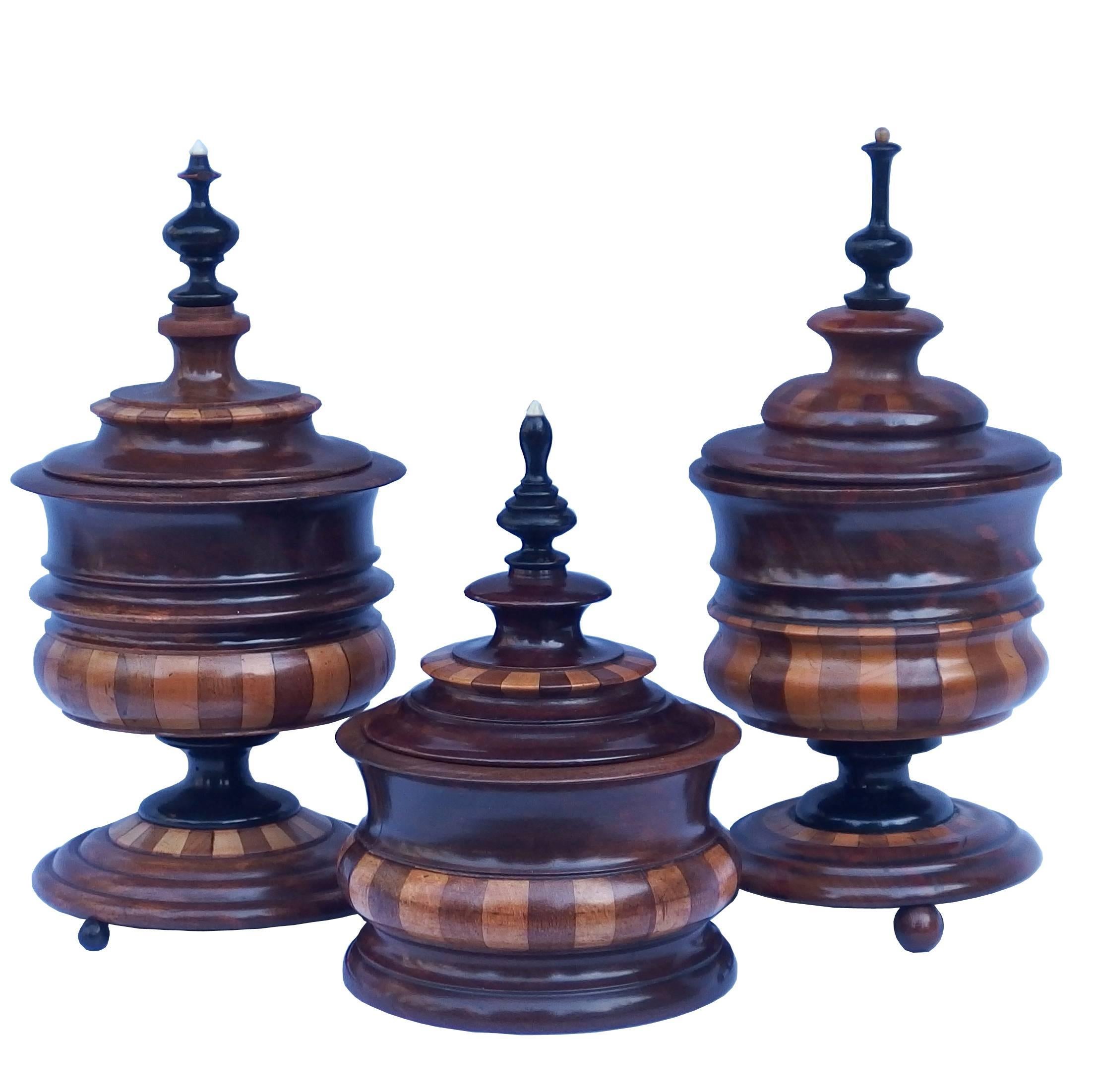 Collection of Dutch Treen Tobacco Jars