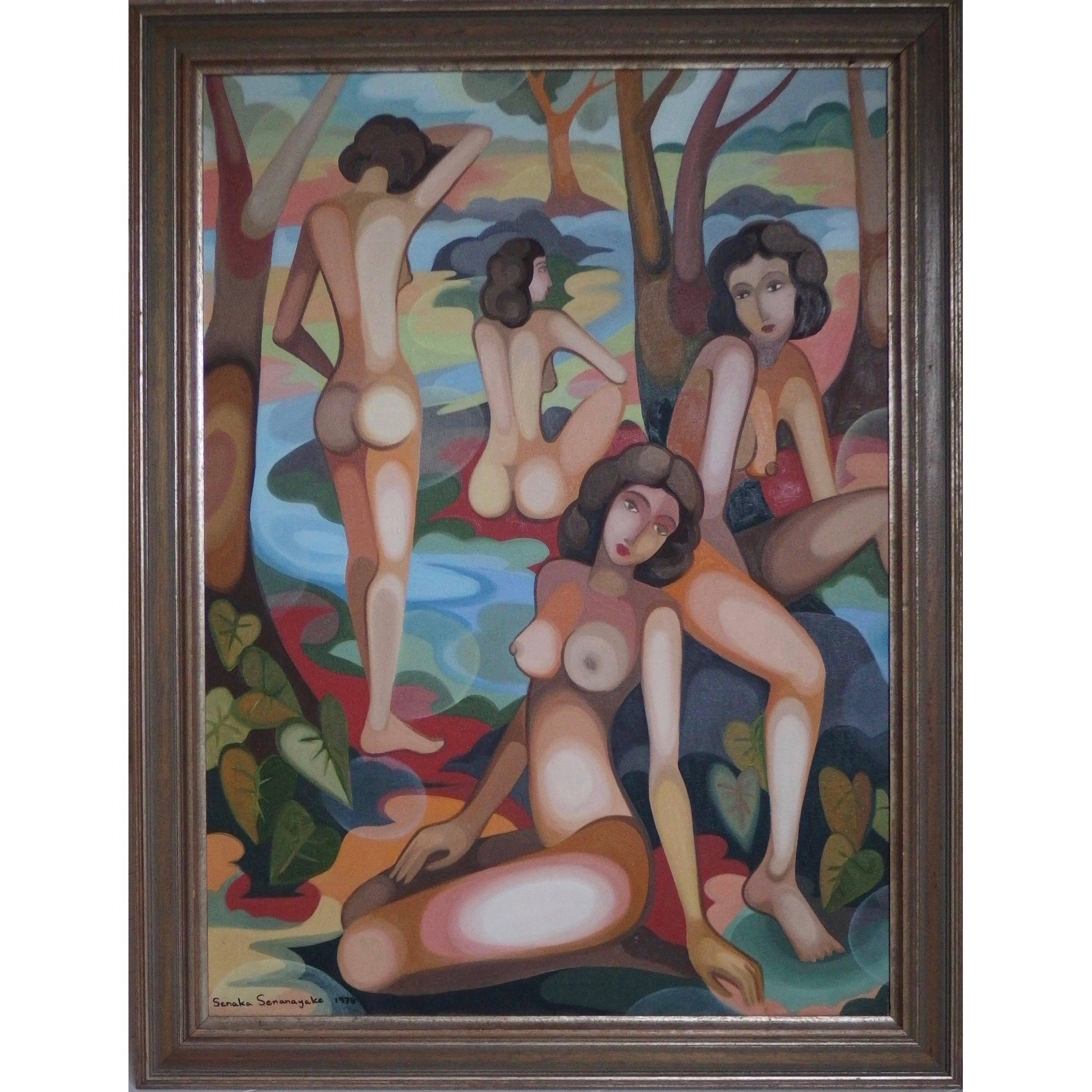 Nude Bathing Ladies by Seneka Senanayake For Sale