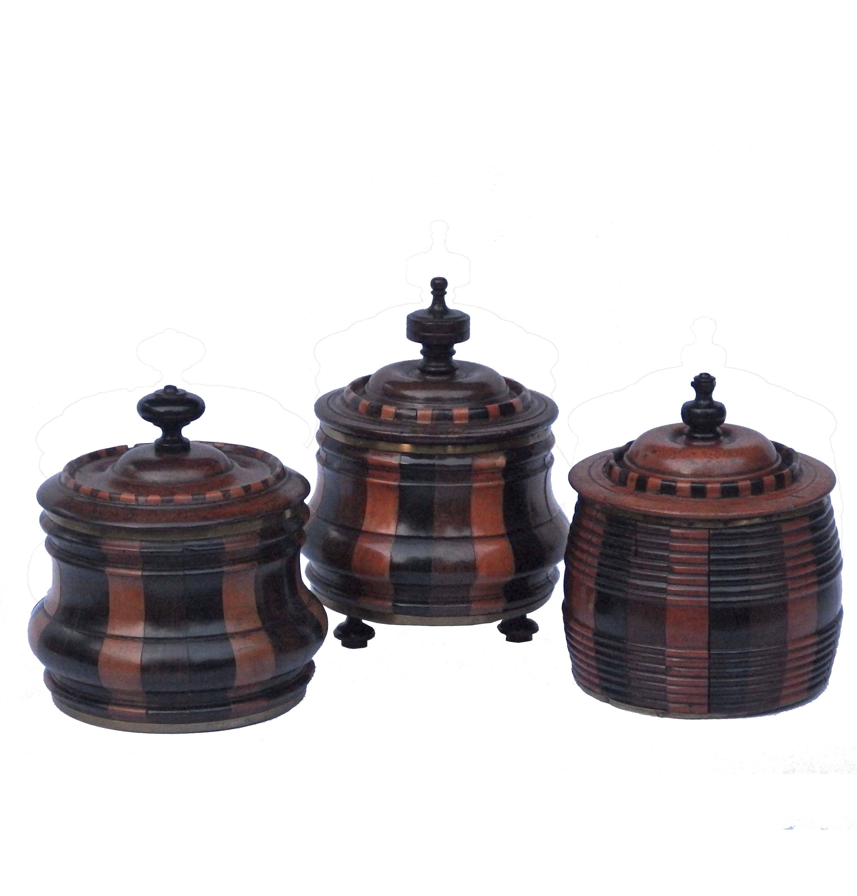 Three 18th Century Dutch Treen Tobacco Jars For Sale