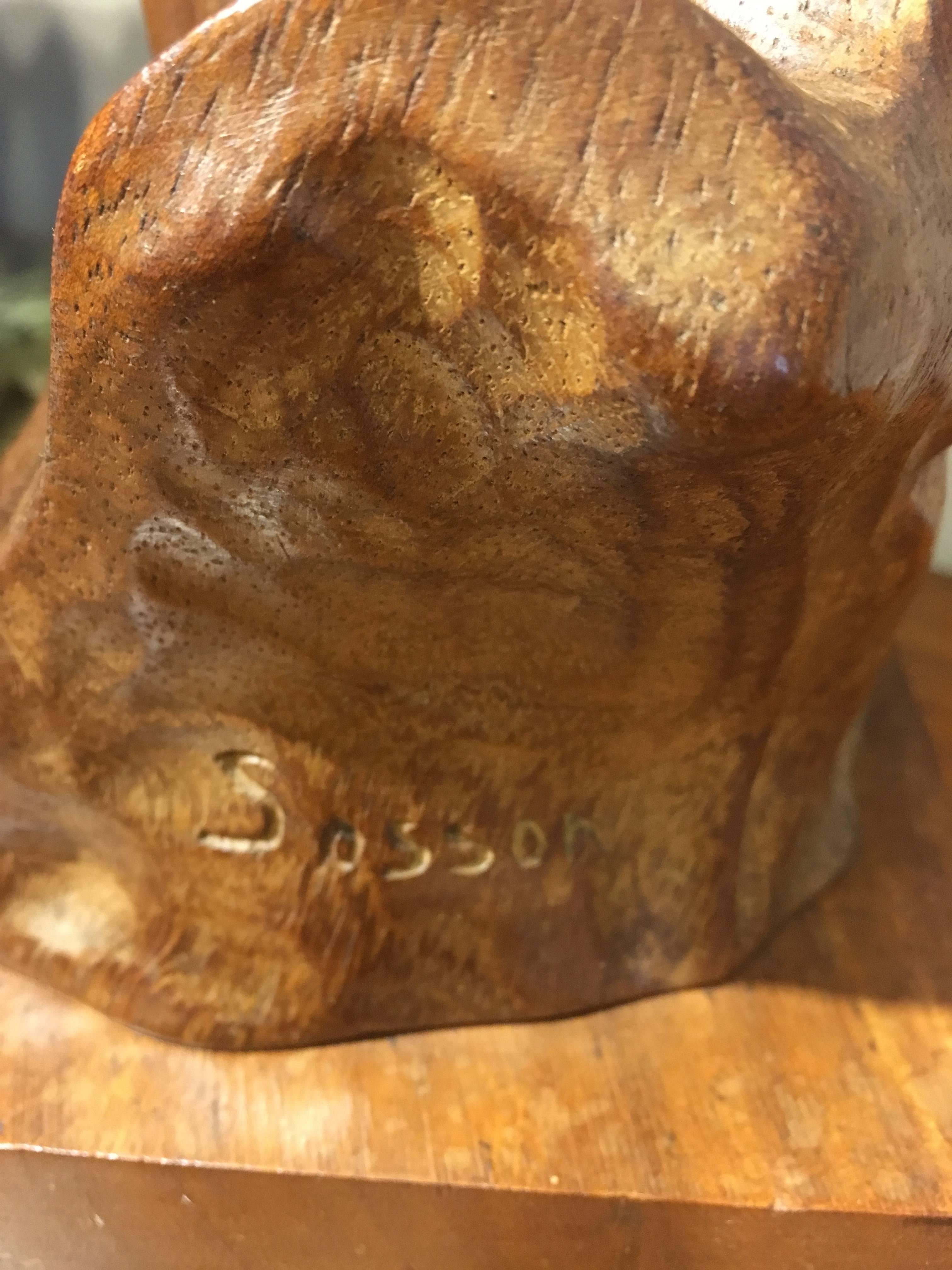 Art Deco Carved Wooden Bust of Christ Louis Sosson
