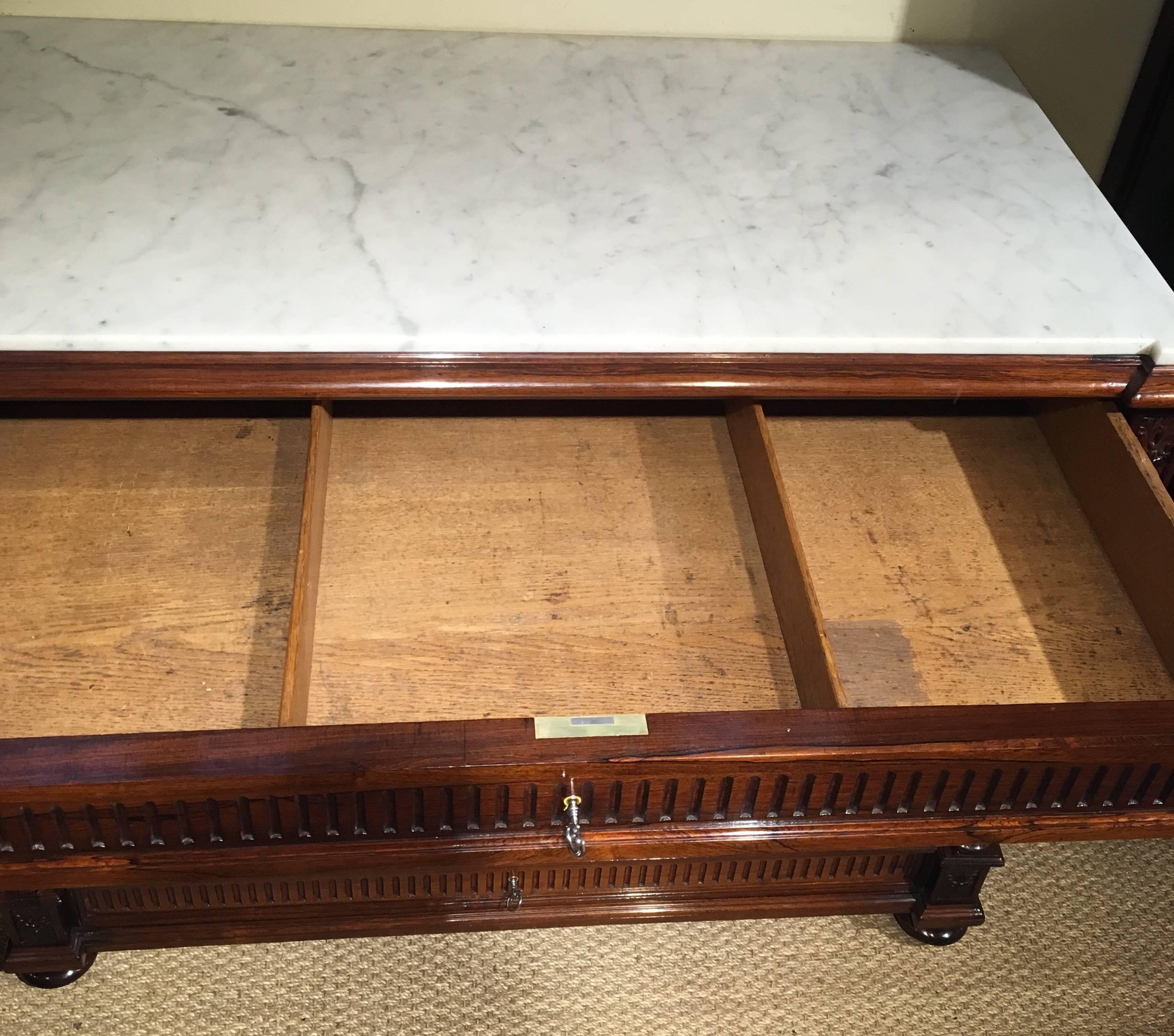 Hardwood  Chest of Drawers French Marble Topped Commode