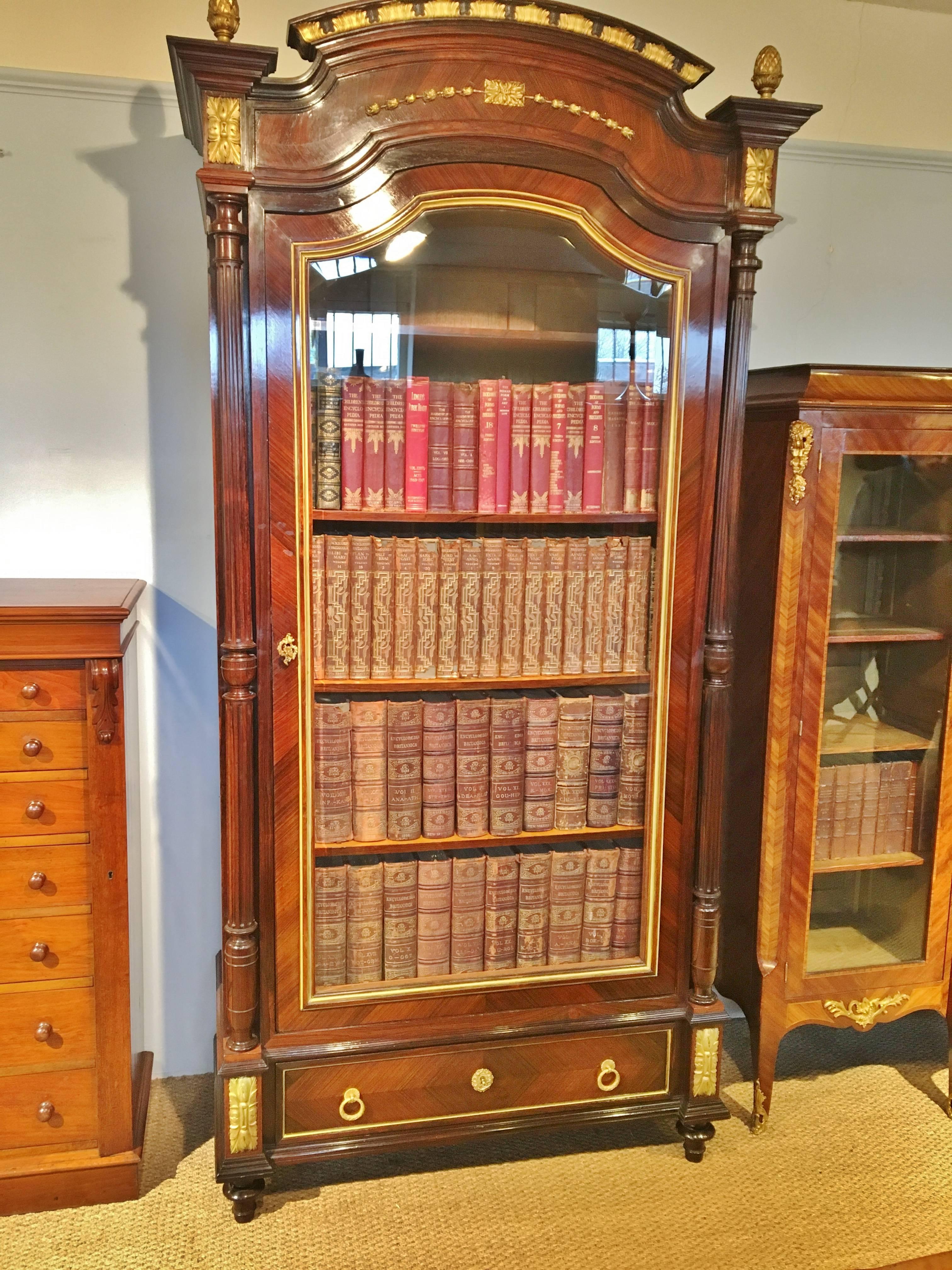  King wood and Ormolu Bookcase Cabinet c1880 In Excellent Condition In Honiton, Devon