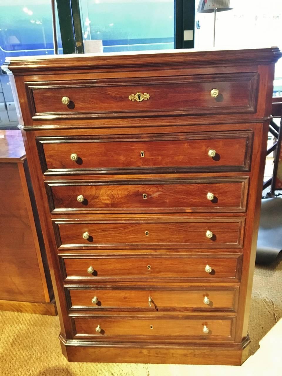 19th Century Rosewood Chest of Seven Drawers, French, circa 1880 2
