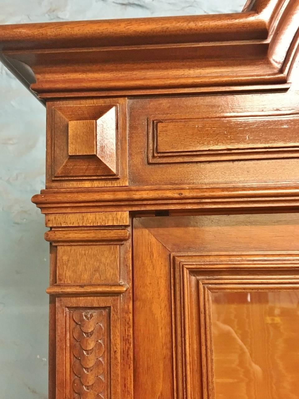 Hand-Carved 19th Century Walnut Display Cabinet, circa 1880