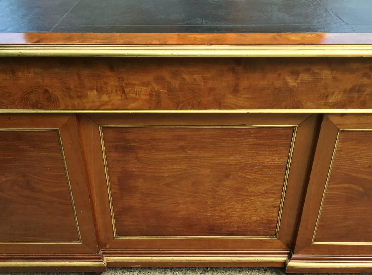 Brass Late 19th Century Mahogany Desk, French, circa 1880 For Sale