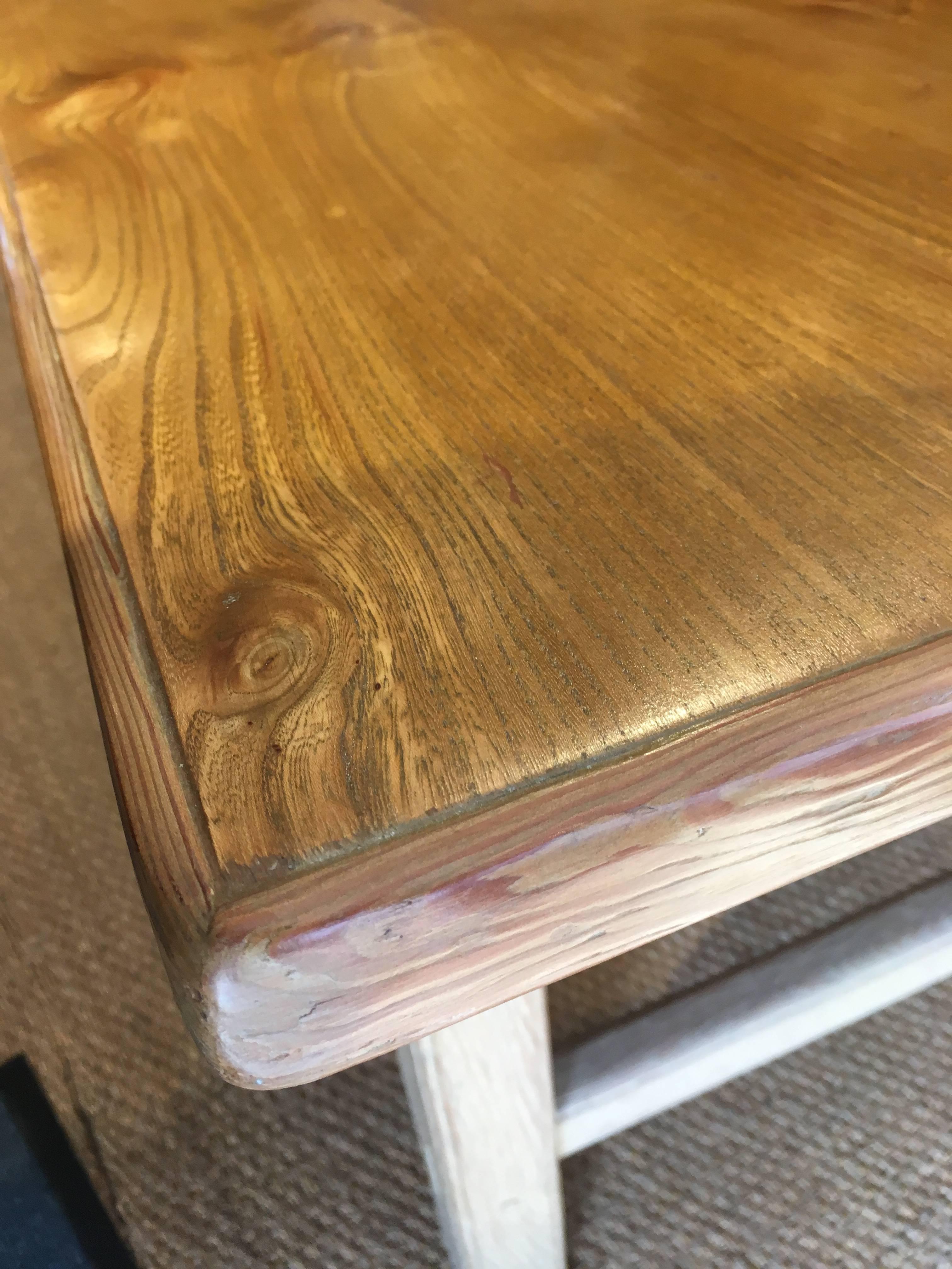 Oak and Elm Topped Farm Table In Good Condition In Honiton, Devon