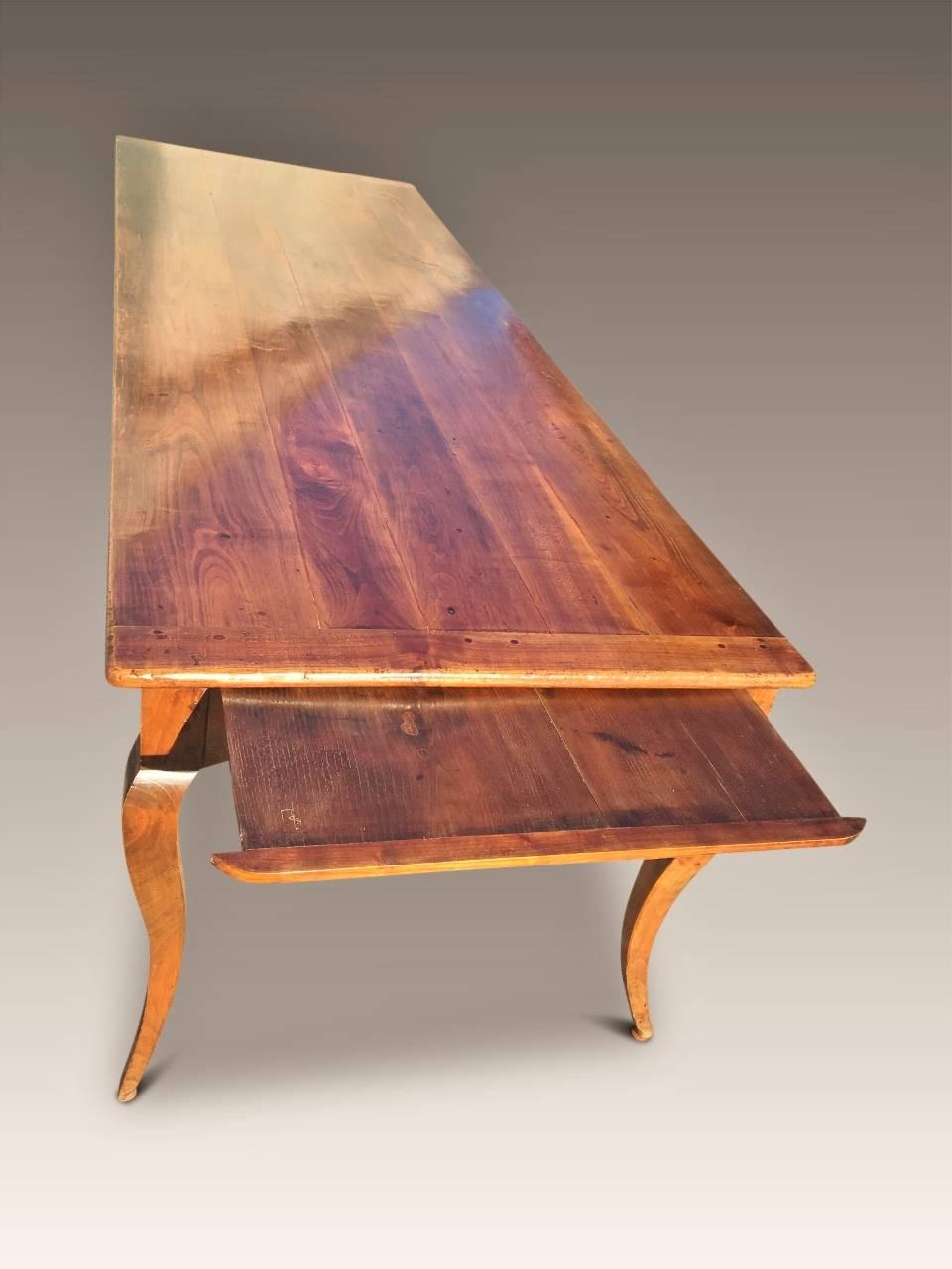 Hand-Crafted Farmhouse table. Cherry wood Kitchen Table. 19th Century For Sale