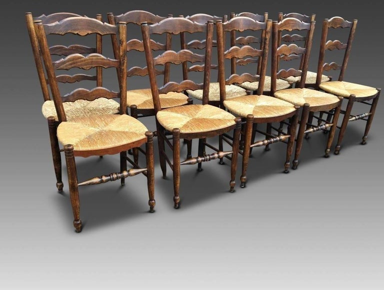 Farmhouse Kitchen Chairs, French Set of Ten, circa 1930 at 1stDibs