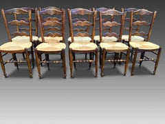 Farmhouse Kitchen Chairs, French Set of Ten, circa 1930