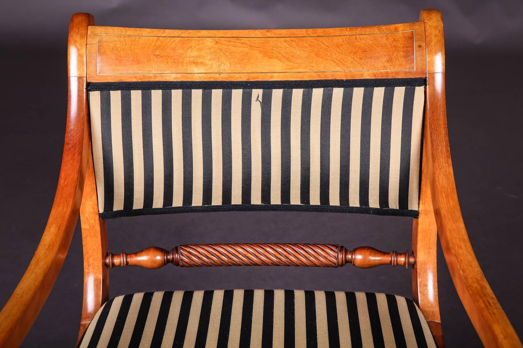 Fabric 19th Century Biedermeier Birchwood Chair