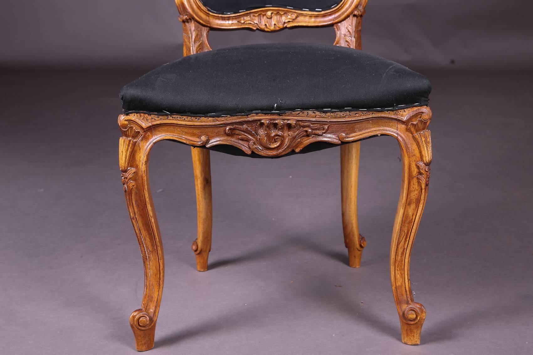 Fabric 19th Century Rococo Walnut Chair For Sale