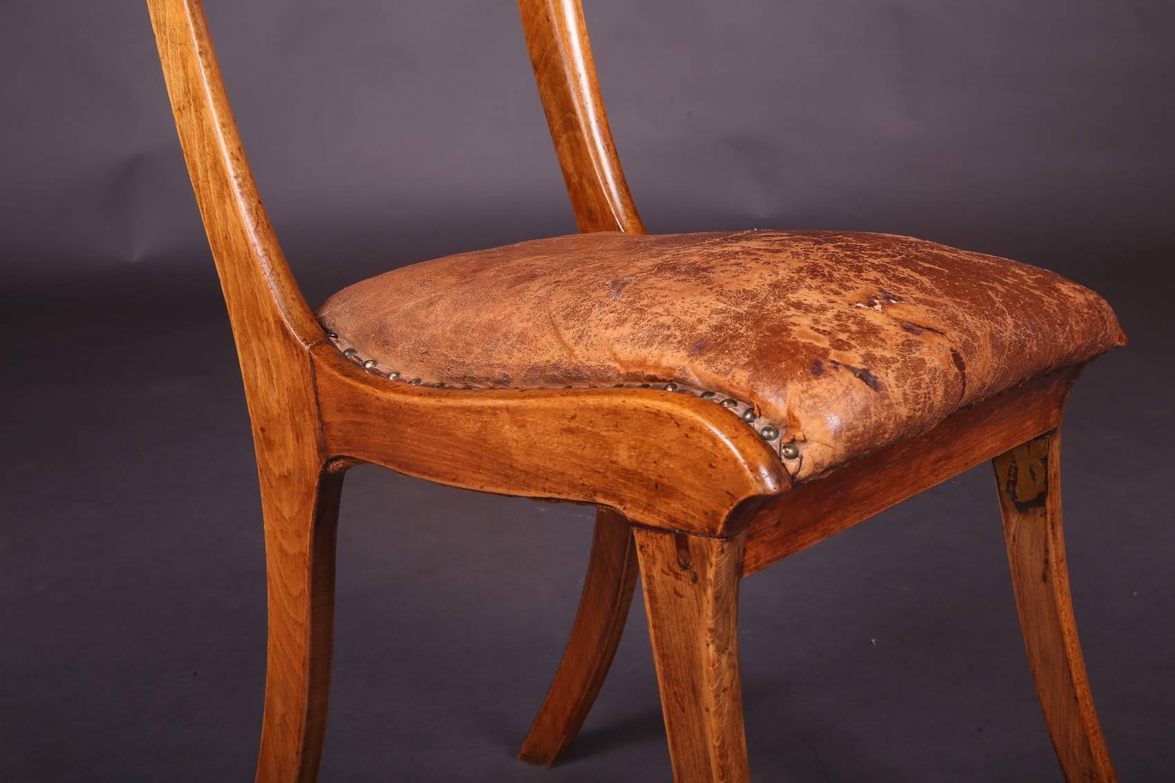 French 19th Century Empire Klismos Saber-Legs Chair