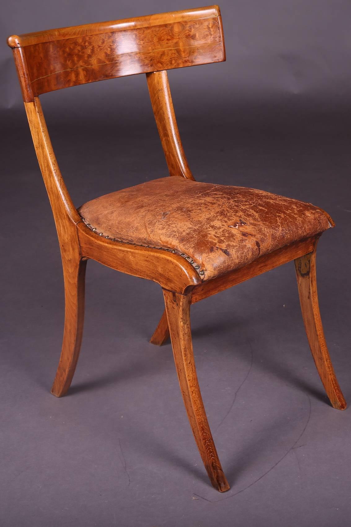 19th Century Empire Klismos Saber-Legs Chair (19. Jahrhundert)