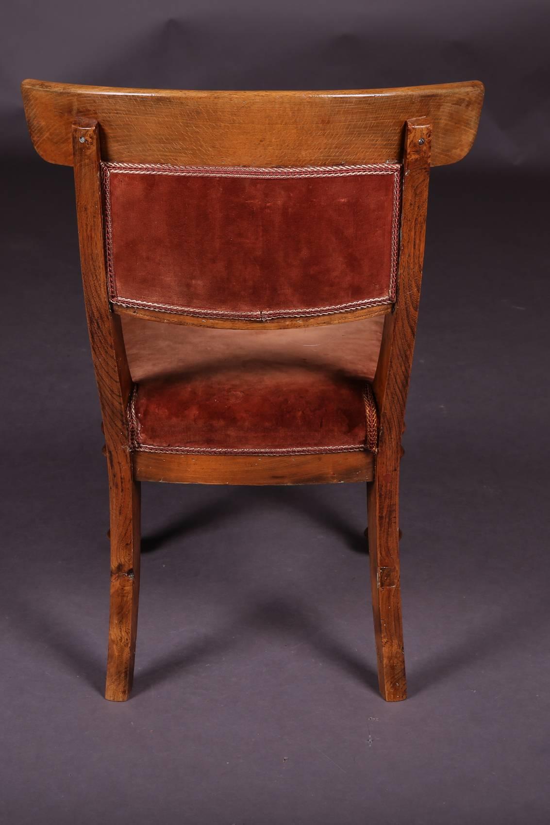 Fabric 19th Century Biedermeier Curving Backrest Chair