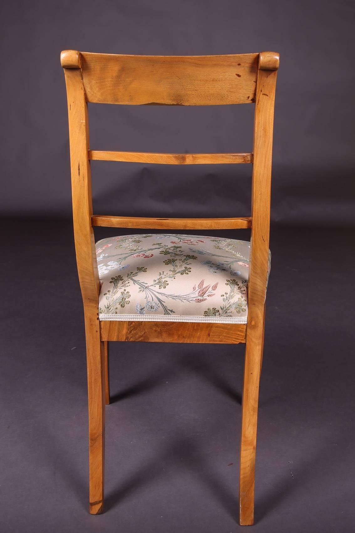 Wood Early 19th Century Three Biedermeier Curved Legs Set of Chairs