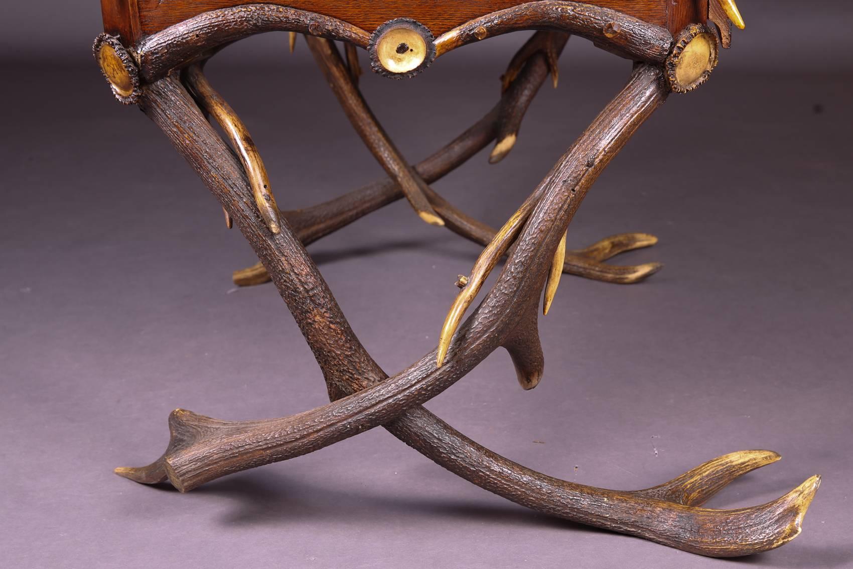 Mid-19th Century Historicism Style Antler Desk with Leather Plate 4