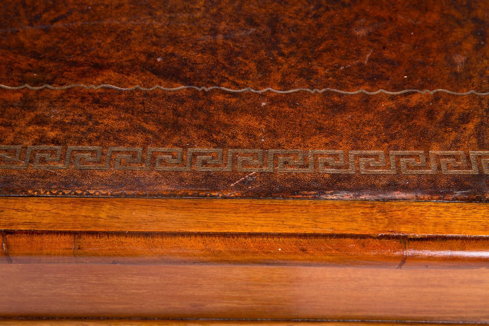 19th Century Victorian English Partner Desk Column Shaped Legs Writing Table 1