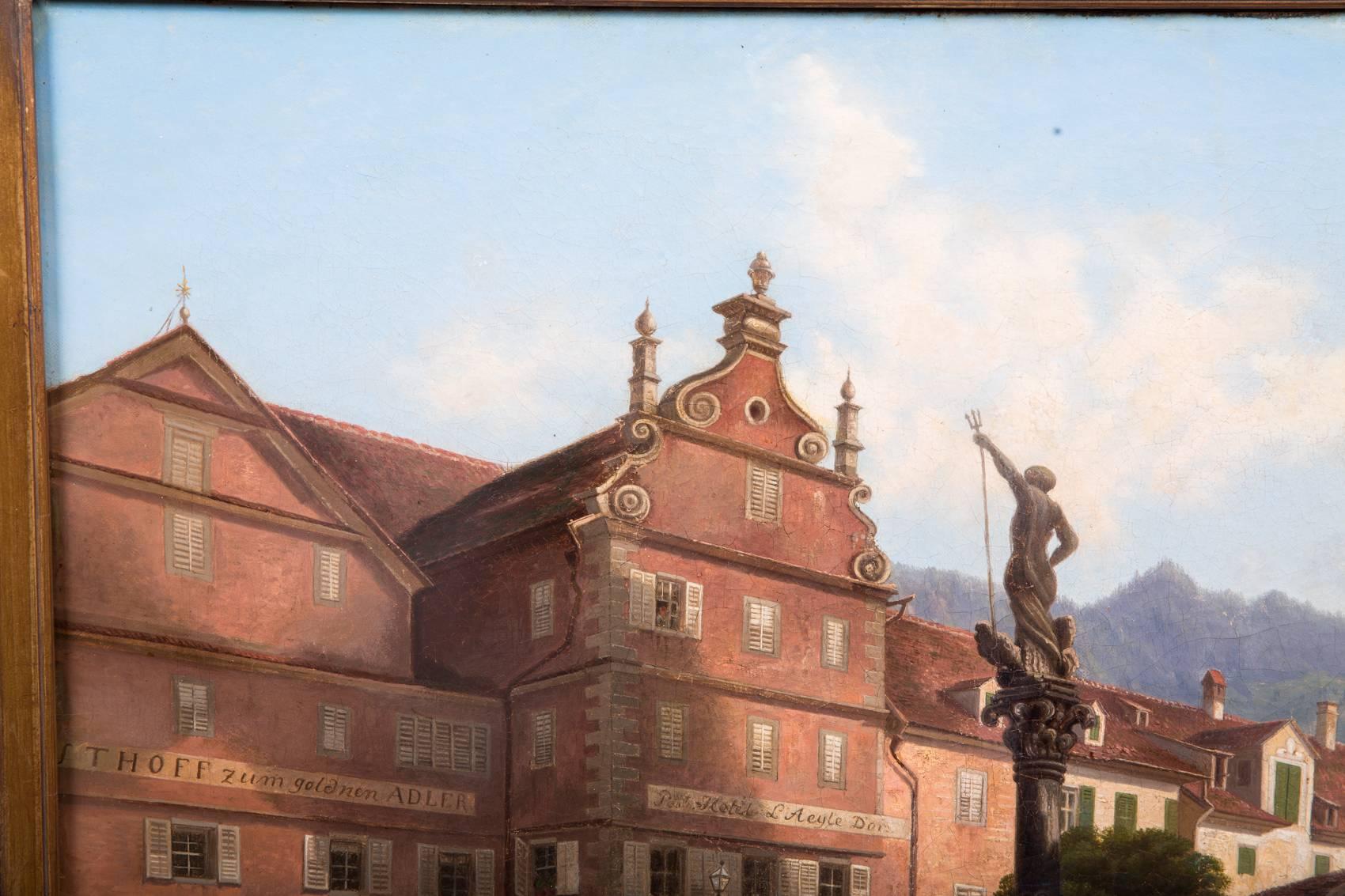 19th Century Historicism Oil on Canvas Wartburg-Painting H. Jaeckel In Good Condition In Berlin, DE