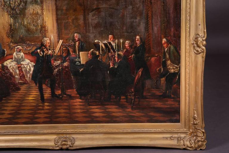 19th Century Historicism Oil on Canvas Flute Concerto Adolph Menzel at