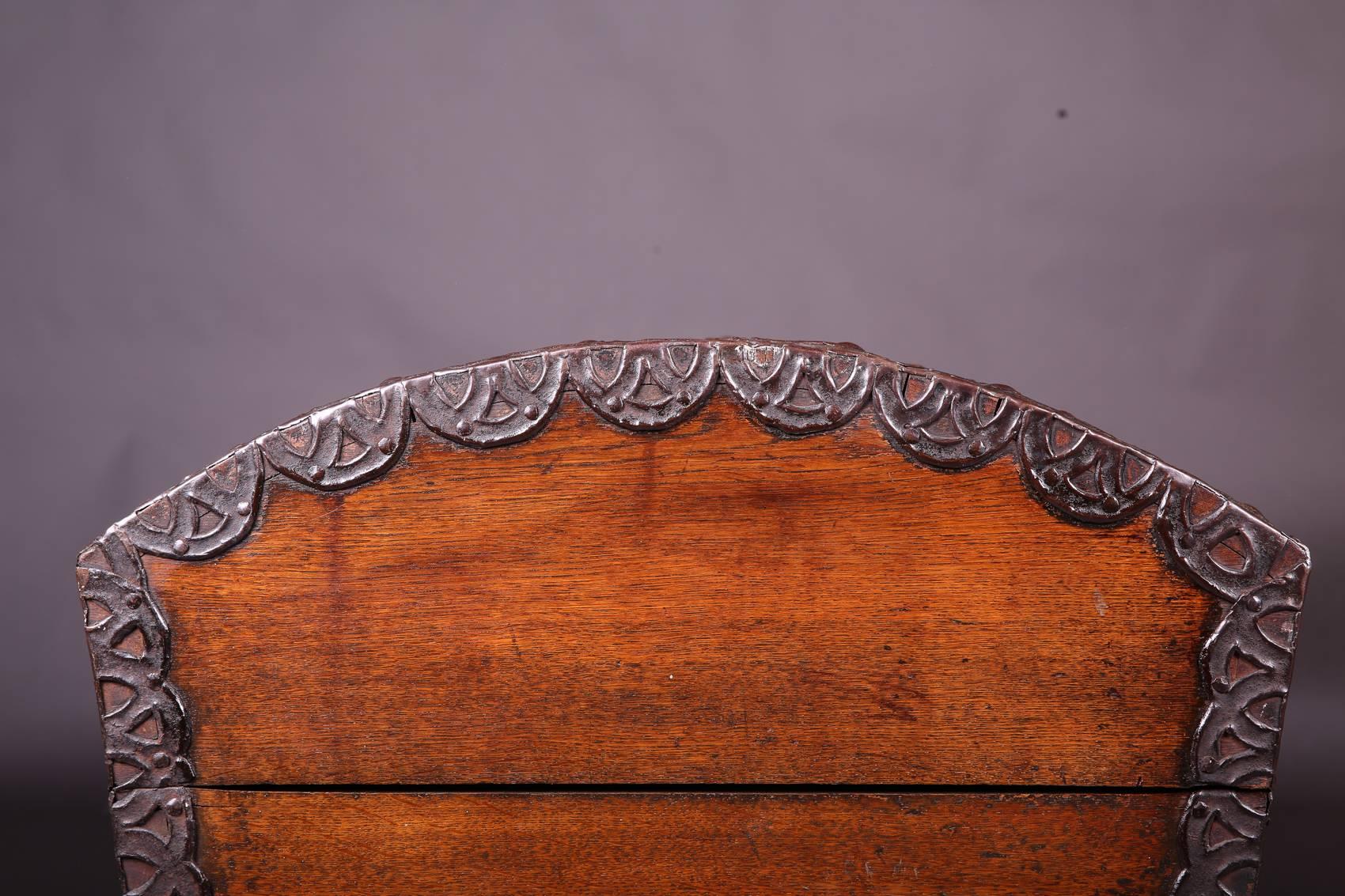 Metal 18th Century Barouque Iron-Fitting Oak Blanket Chest