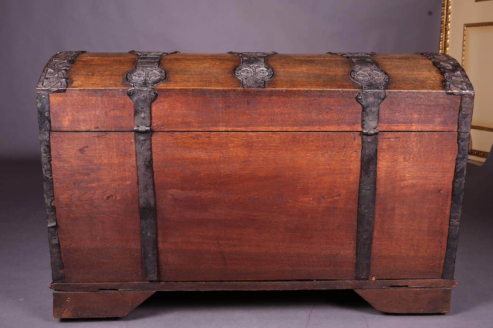 18th Century Barouque Iron-Fitting Oak Blanket Chest 1