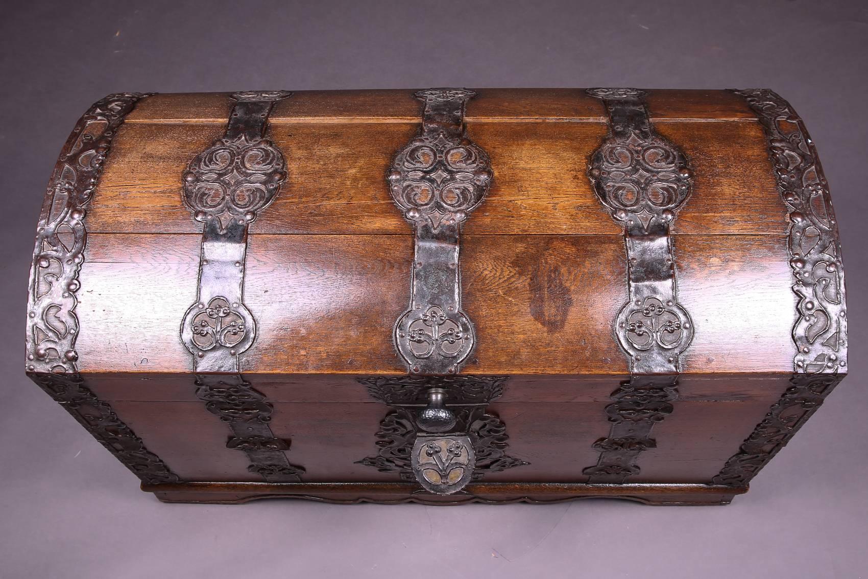 18th Century Barouque Iron-Fitting Oak Blanket Chest 2