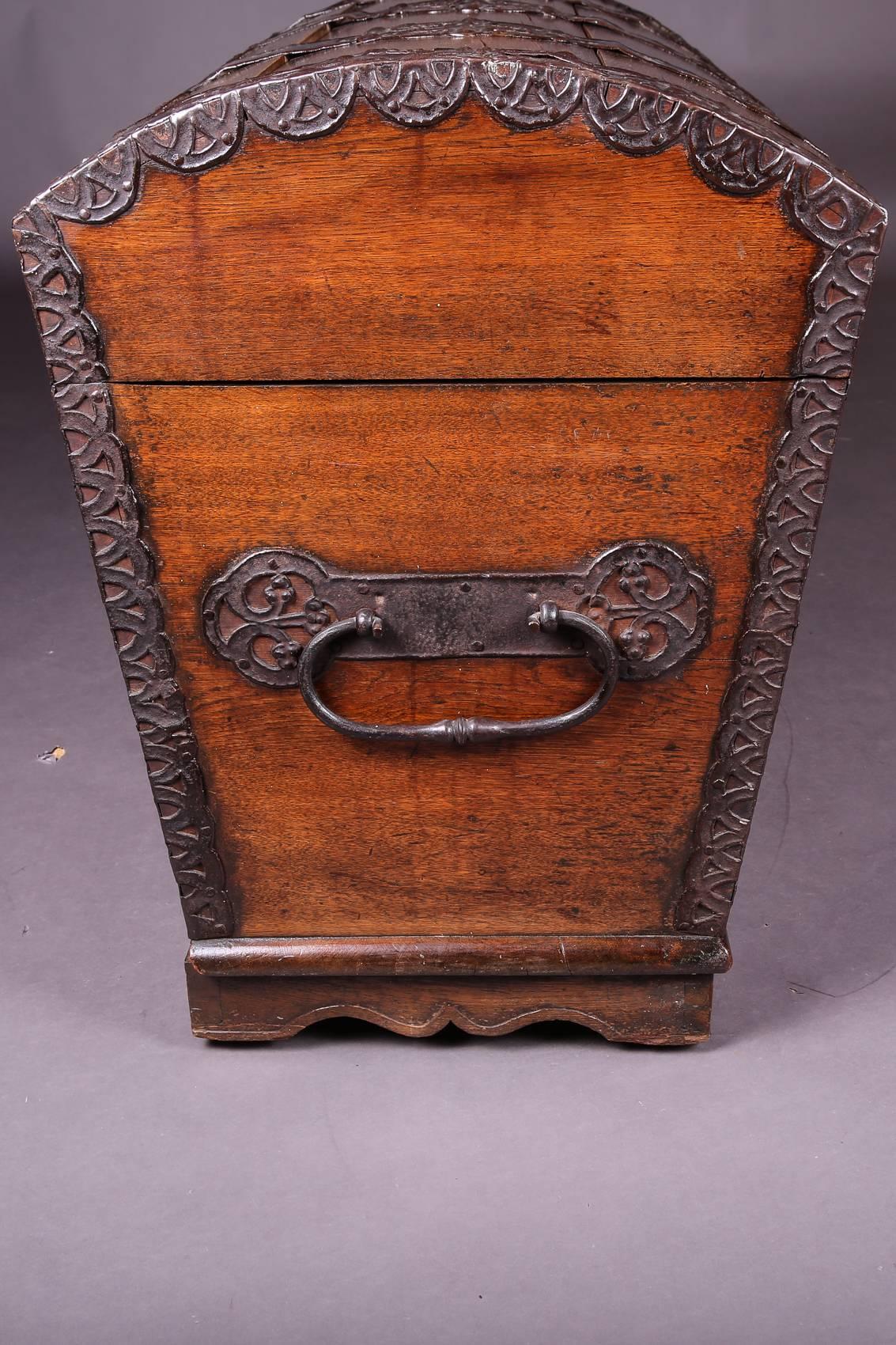 18th Century and Earlier 18th Century Barouque Iron-Fitting Oak Blanket Chest