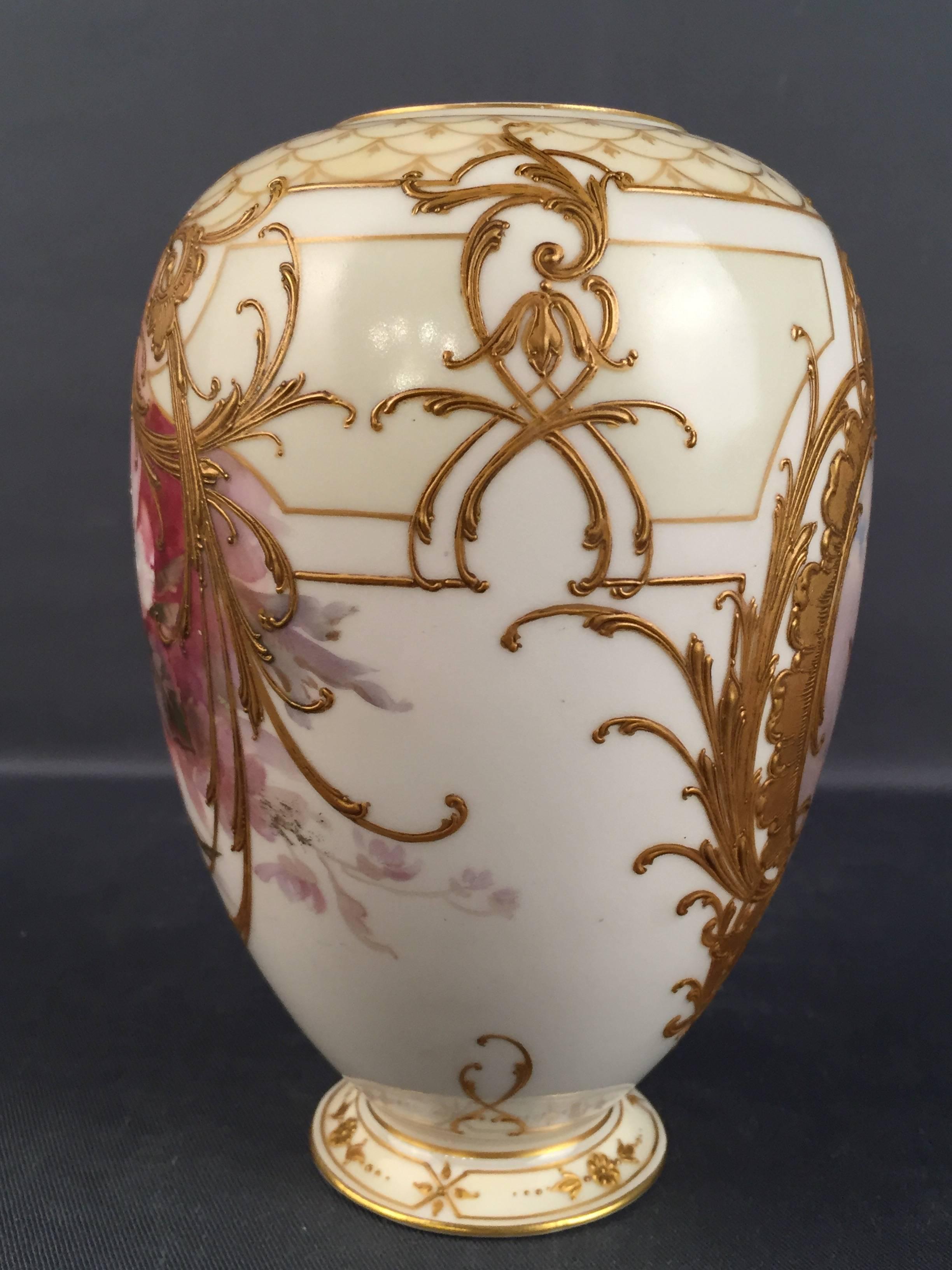 Rococo 19th Century KPM Berlin Vase Weichmalerei Soft Paste Painting