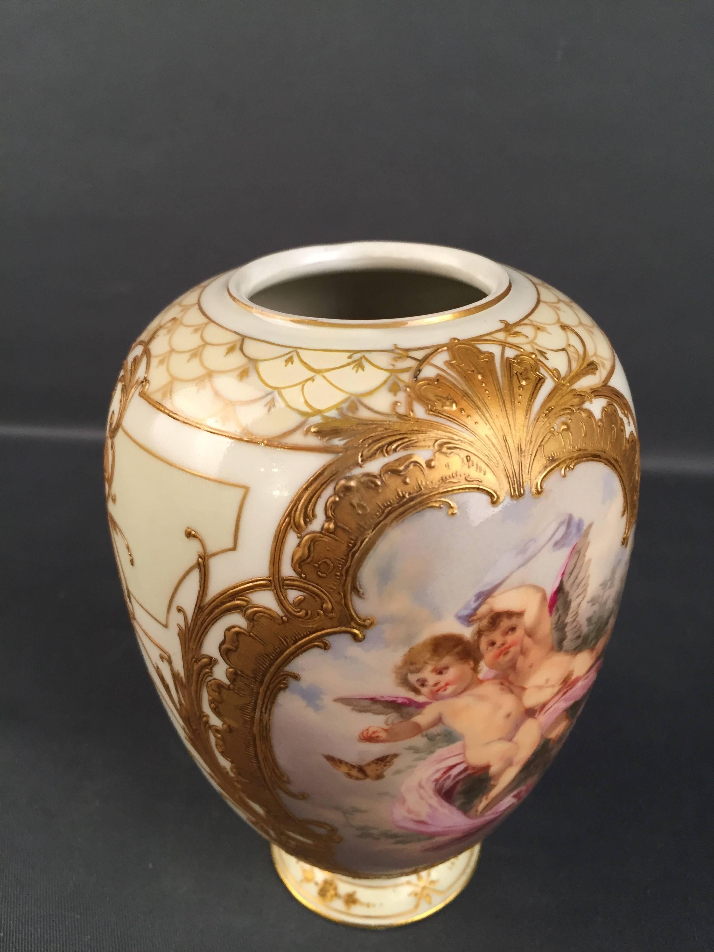 Late 19th Century 19th Century KPM Berlin Vase Weichmalerei Soft Paste Painting