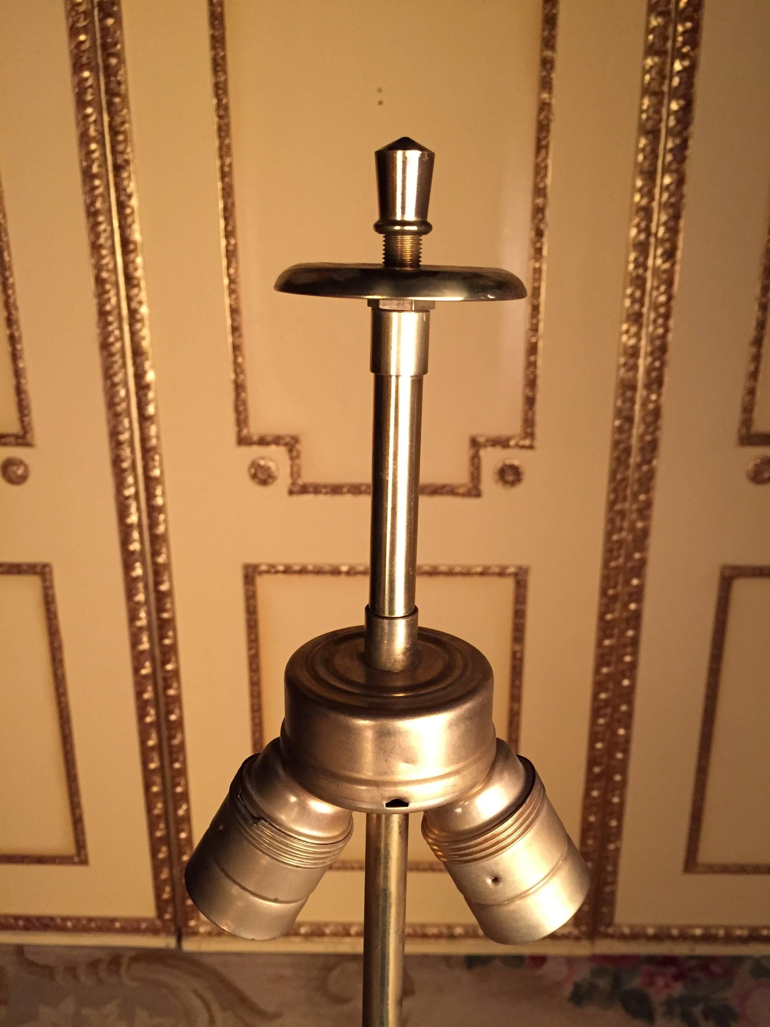 Monumental KPM Berlin lamp. Electrified with four lights. Bottom edge with brass,
circa 1960s.