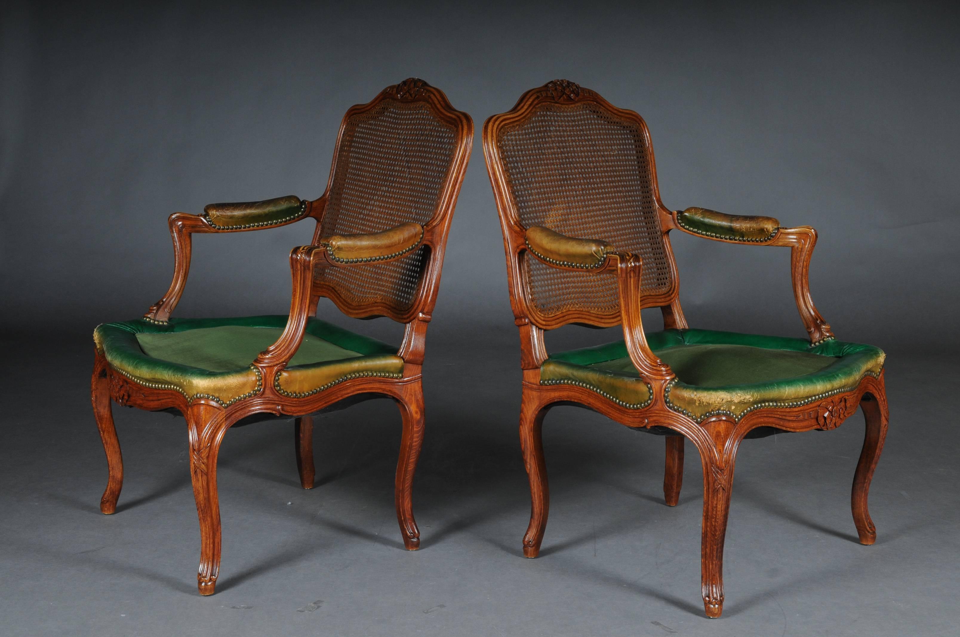 19th Century Pair of Louis Quinze XIV Armchairs In Fair Condition For Sale In Berlin, DE