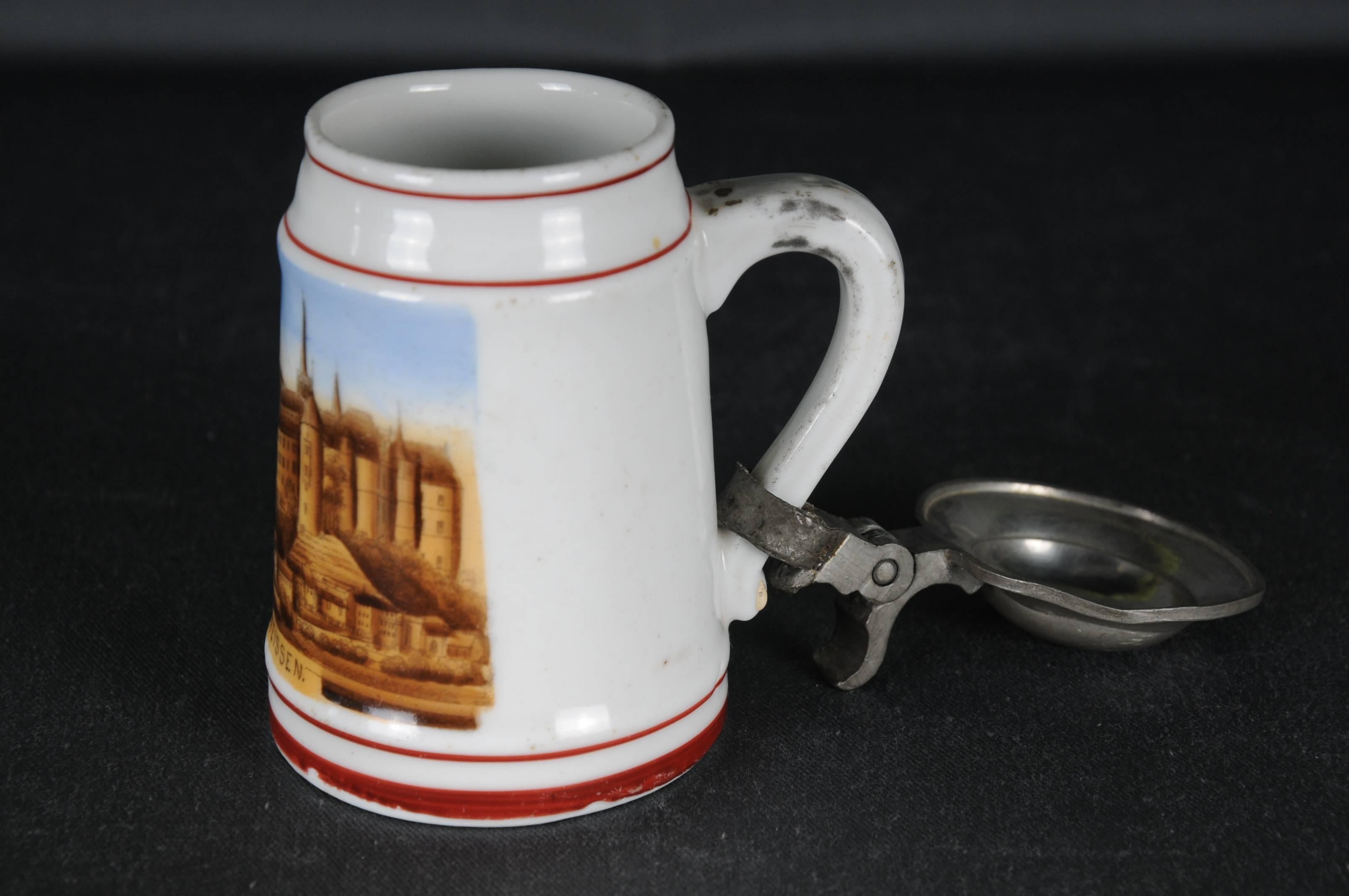 Jarra de Cerveza Antigua del Siglo XIX con Vista Meissen Fines del siglo XIX en venta