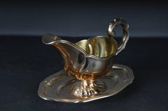 Antique 800 Silver Gravy Boat, gilded, Germany, Dresden Schnauffer