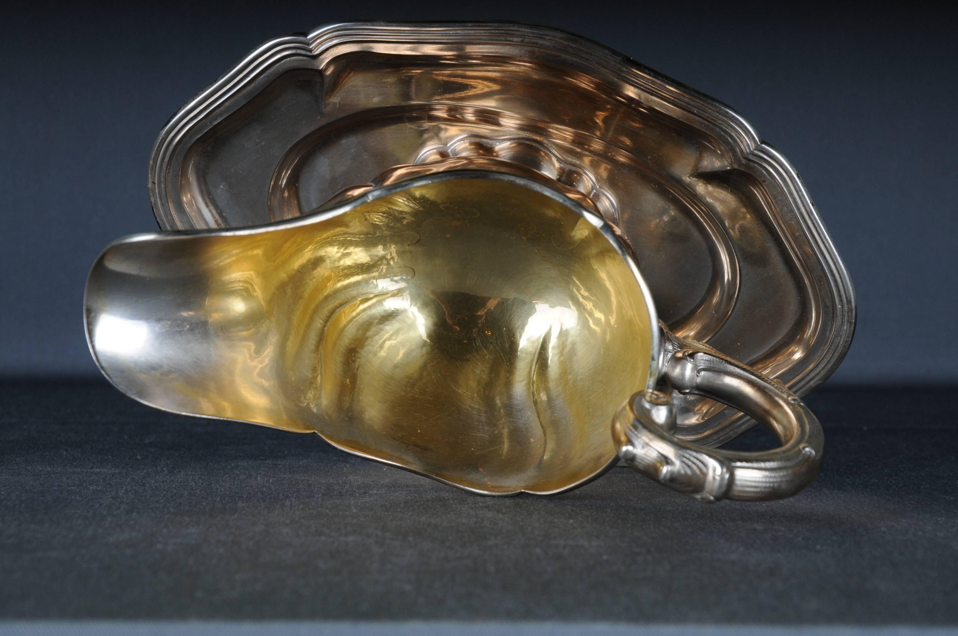 Antikes 800er Silber Soßenboot, vergoldet, Deutschland, Dresden Schnauffer  im Angebot 2