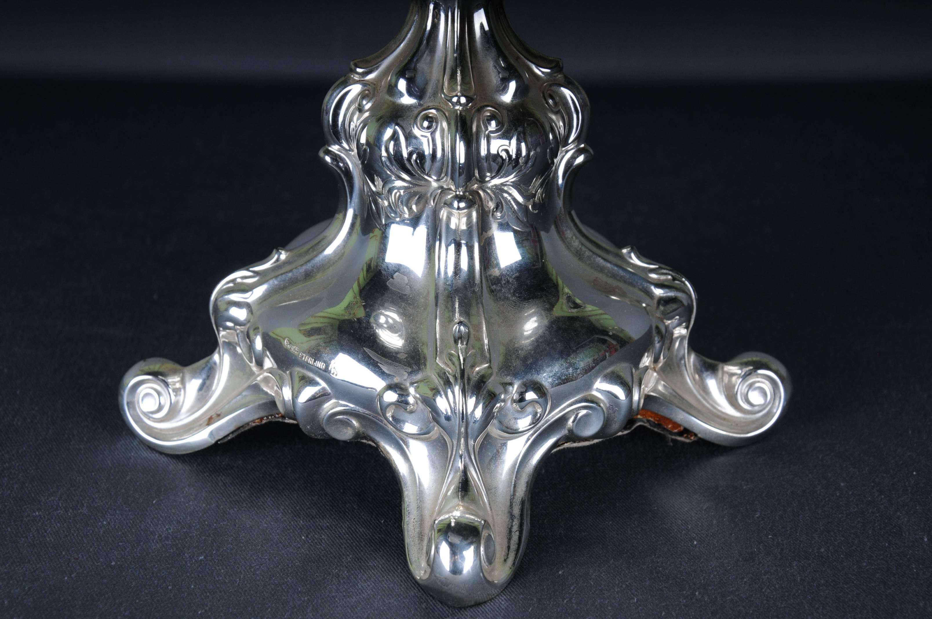 Big Silver Candlestick Baroque 925 Sterling Germany For Sale 3