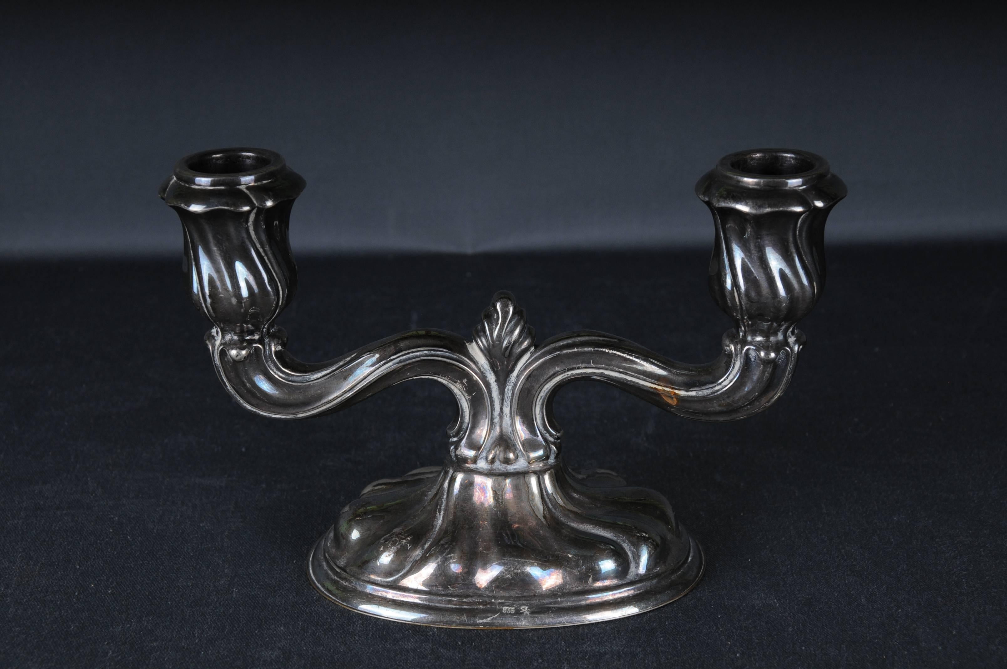  Antique 2-armed Silver Candlestick 835 Germany Heidelberg For Sale 3