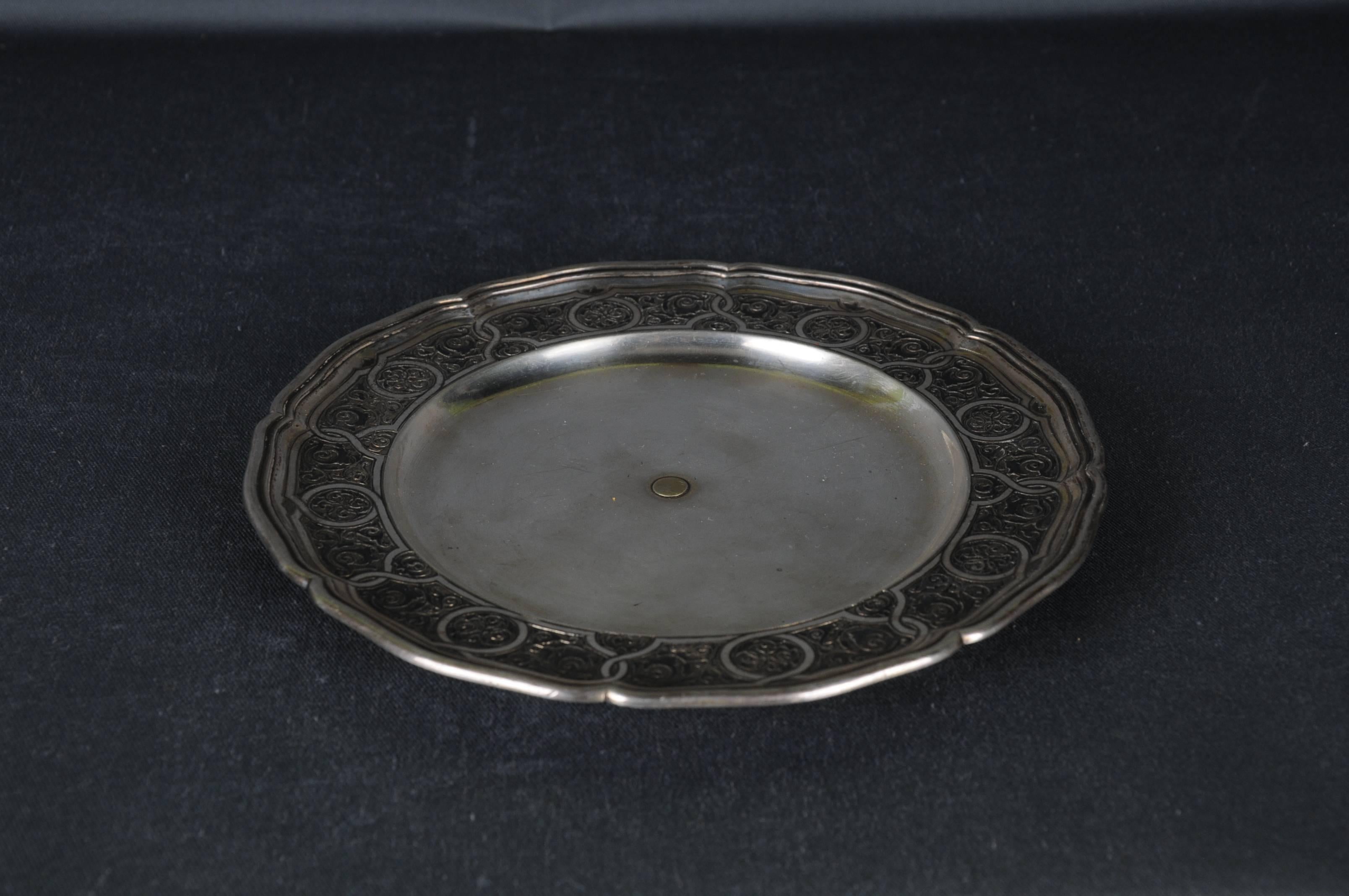 Antique Russian plate 84 Silver edge decoration Viktor Sawinkow 875 Silver For Sale 2