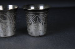2 Antique Silver Mug 84 Silver Russian Viktor Sawinkow Flowers City 875er Silver