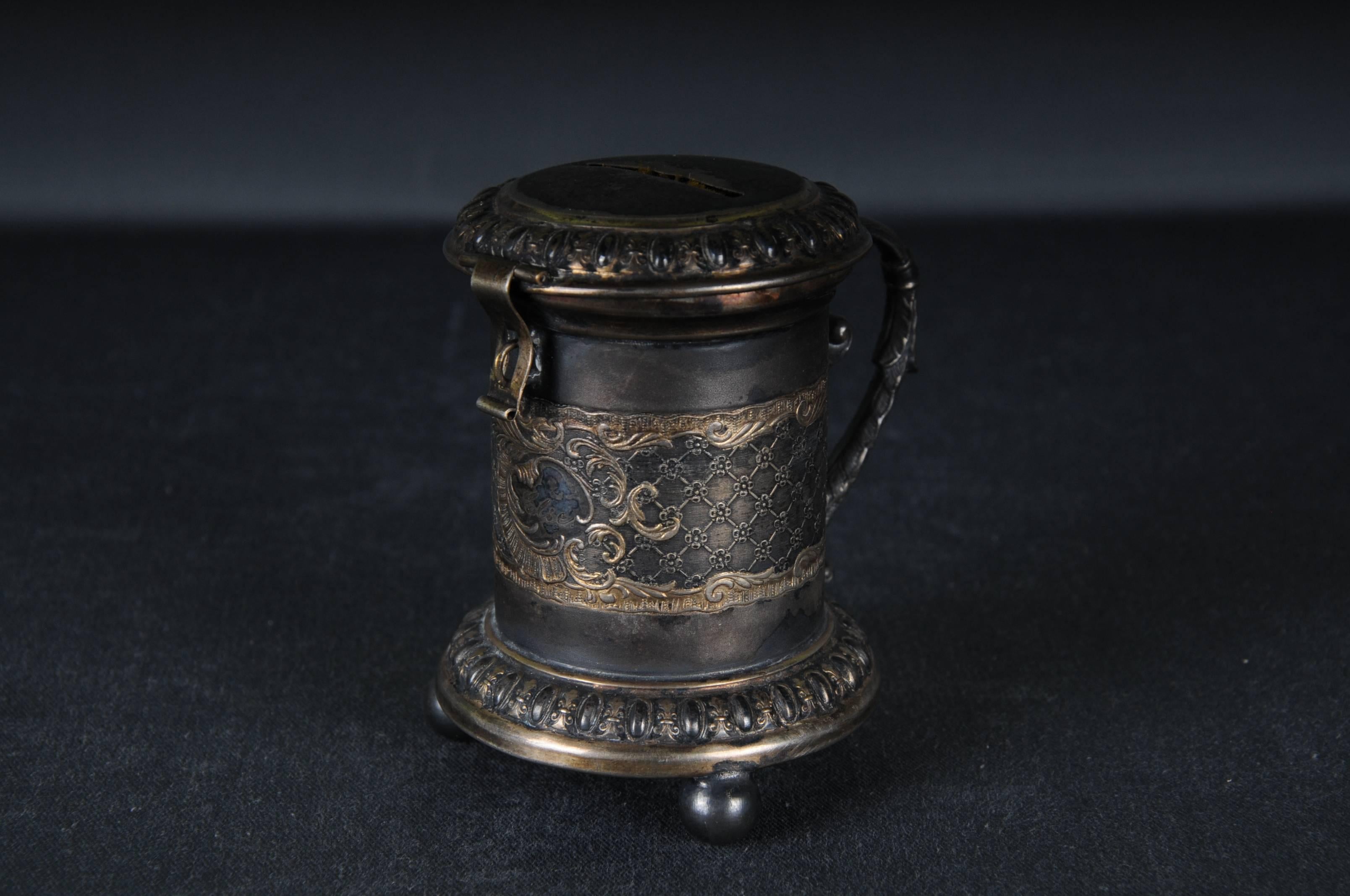 18th Century and Earlier Antique Germany ball foot donation box Silver Plate gilded, baroque 18th century For Sale