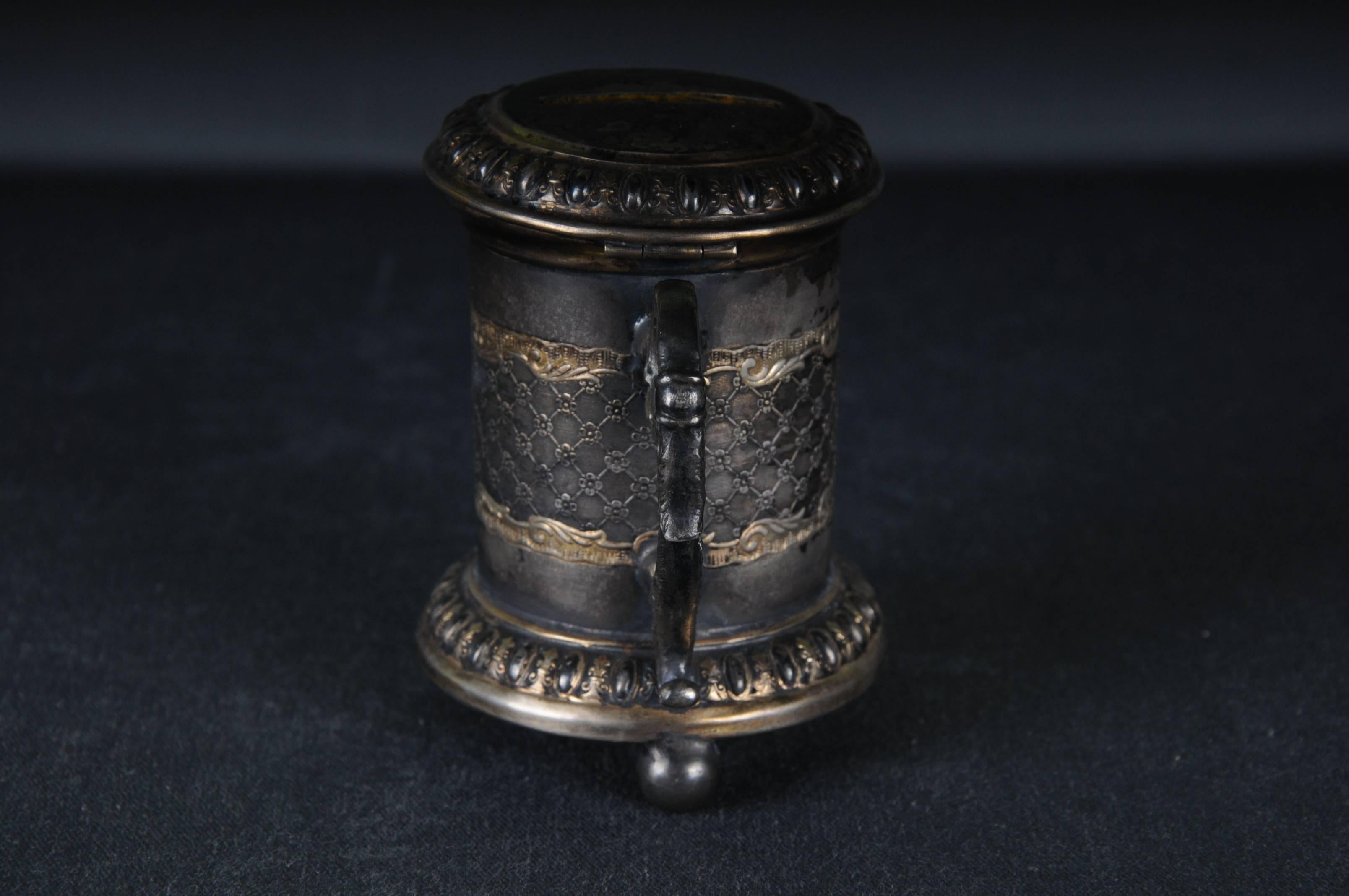Antique Germany ball foot donation box Silver Plate gilded, baroque 18th century For Sale 2