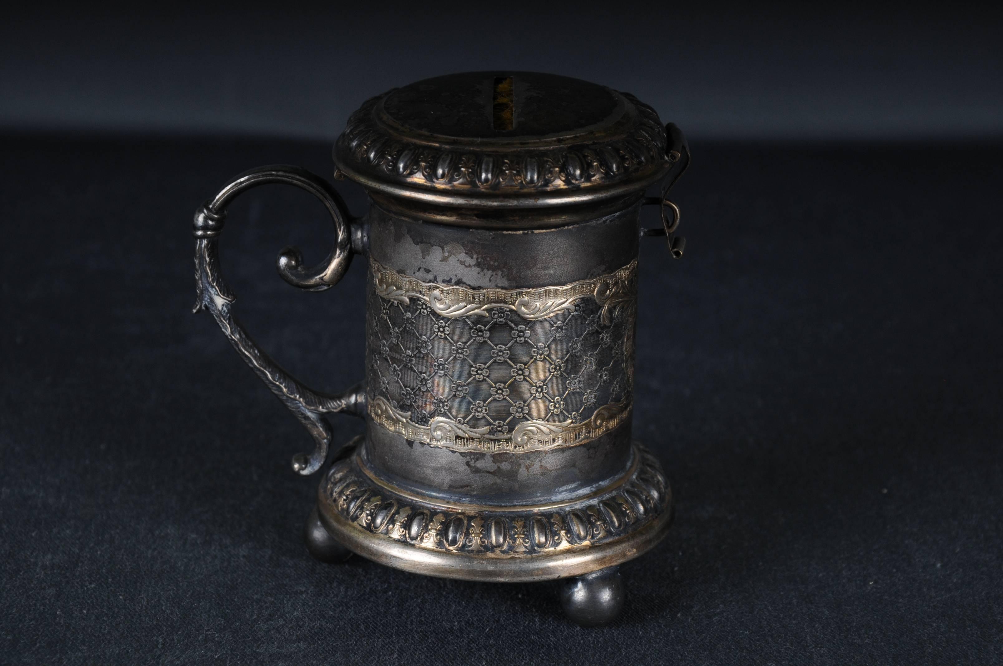 Antique Germany ball foot donation box Silver Plate gilded, baroque 18th century For Sale 4