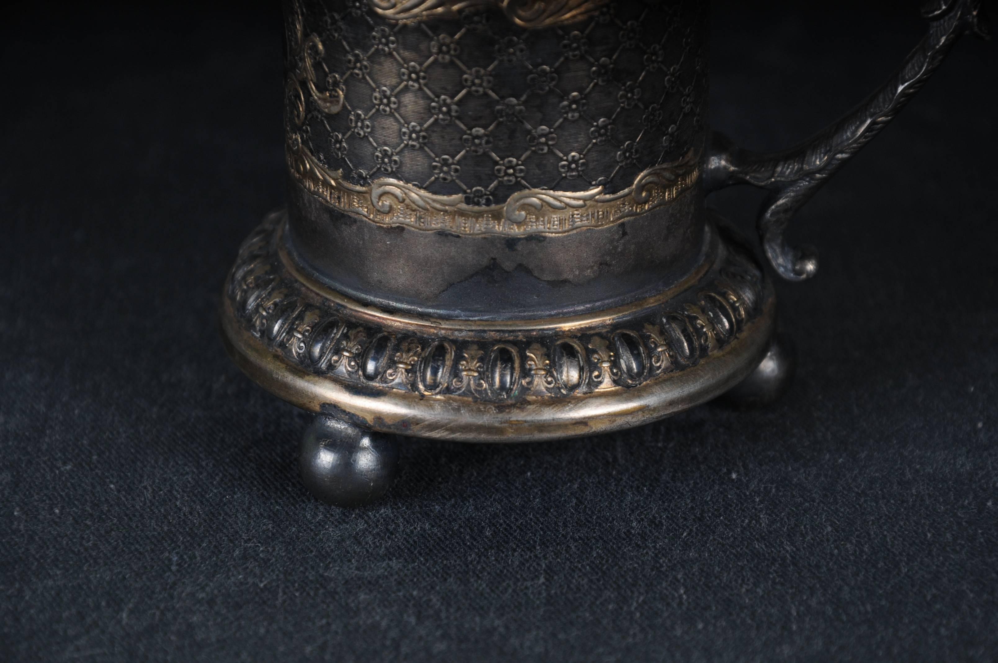 Antique Germany ball foot donation box Silver Plate gilded, baroque 18th century For Sale 5