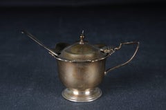 Antique Sterling Silver England Caviar bowls with Spoon, gilded, Birmingham 1905