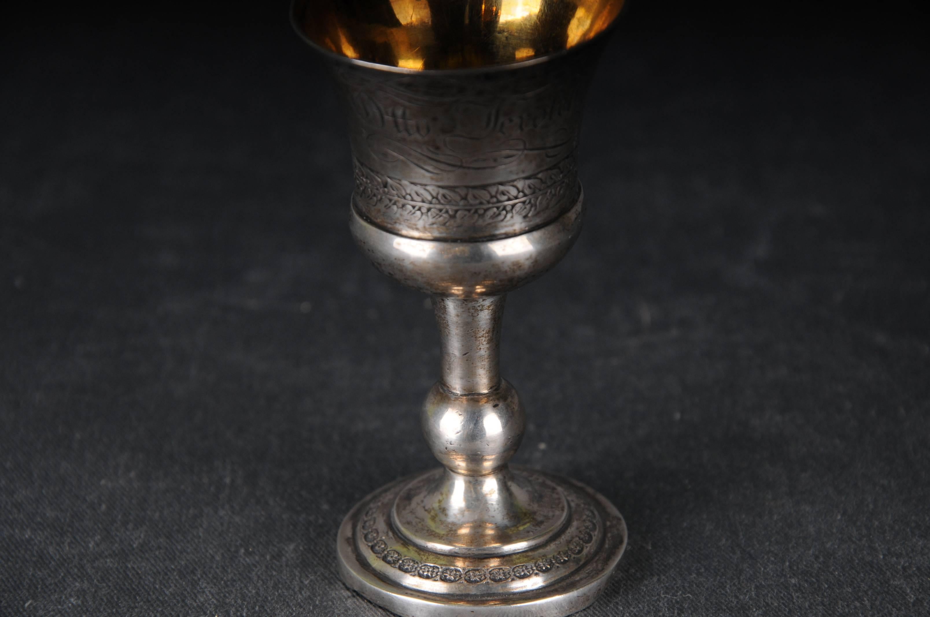 19th Century Antique Silver Chalice Cup Miniature, gilded, Germany probably Munich, 1838 For Sale