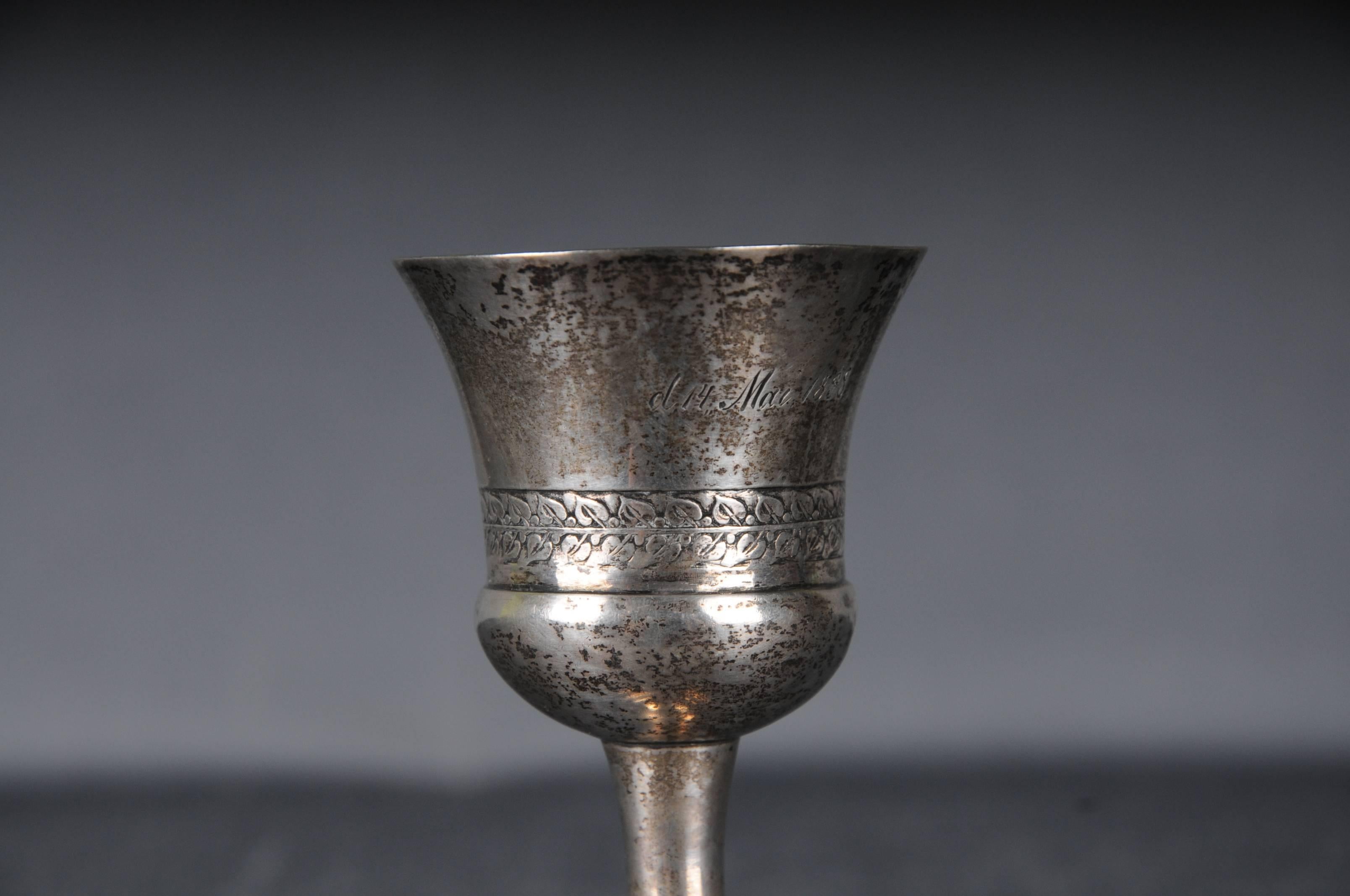 Antique Silver Chalice Cup Miniature, gilded, Germany probably Munich, 1838 In Good Condition For Sale In Berlin, DE