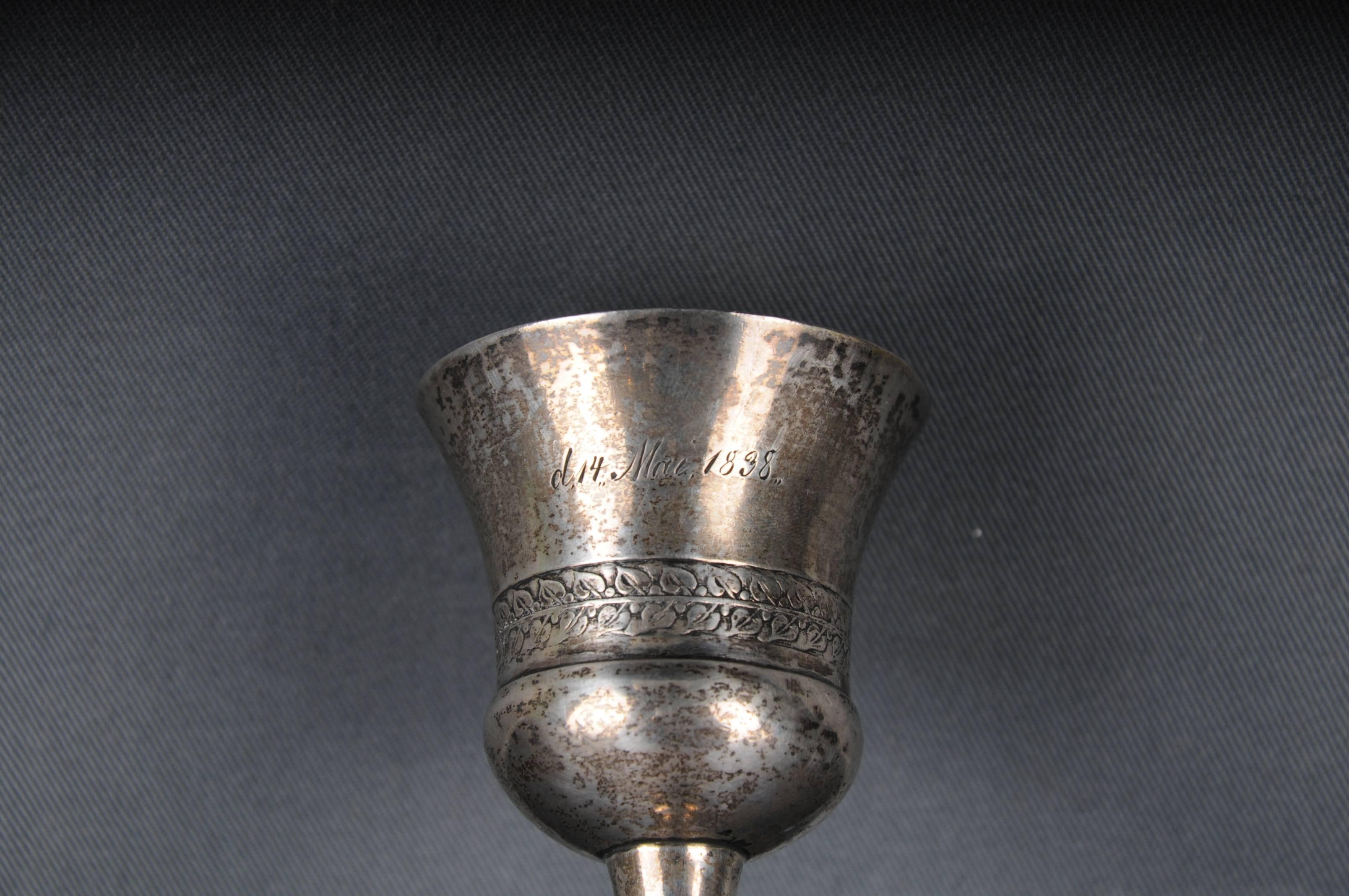 Antique Silver Chalice Cup Miniature, gilded, Germany probably Munich, 1838 For Sale 4